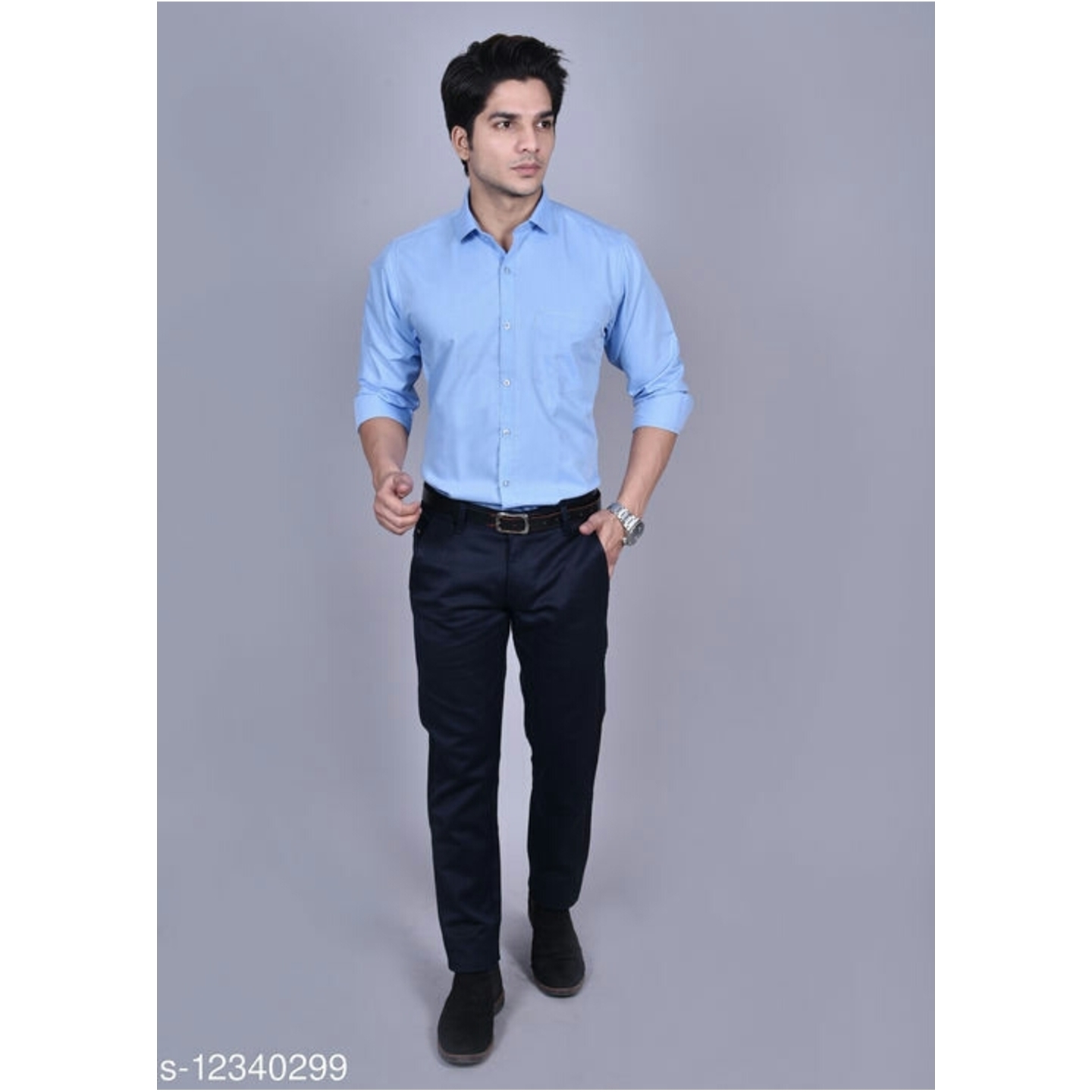 FORMAL SOLID POLYCOTTON SKY BLUE SHIRT