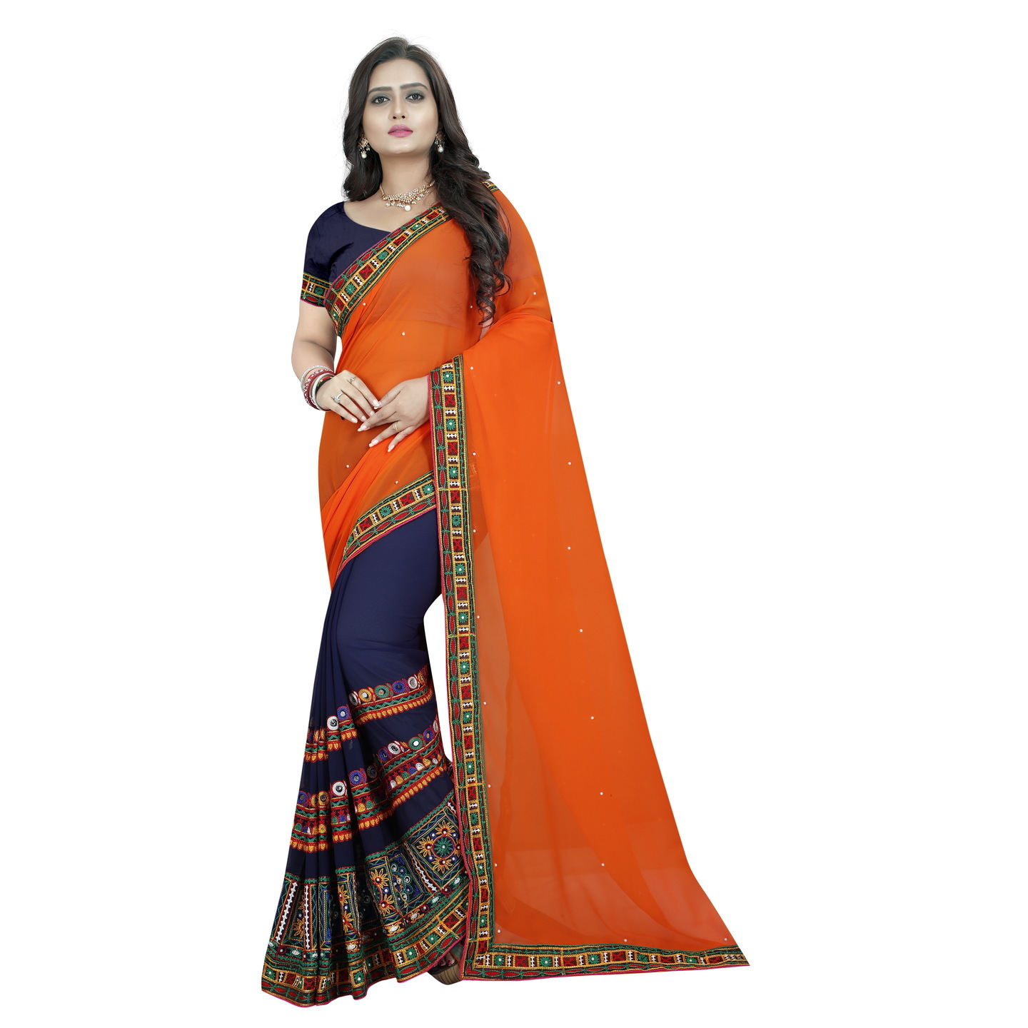 KUTCHI BLUE FENTA DESIGNER SAREE