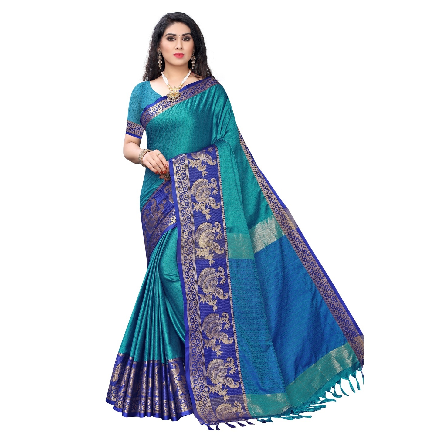 BEAUTIFUL BLUE BANARASI WEAVING SAREE