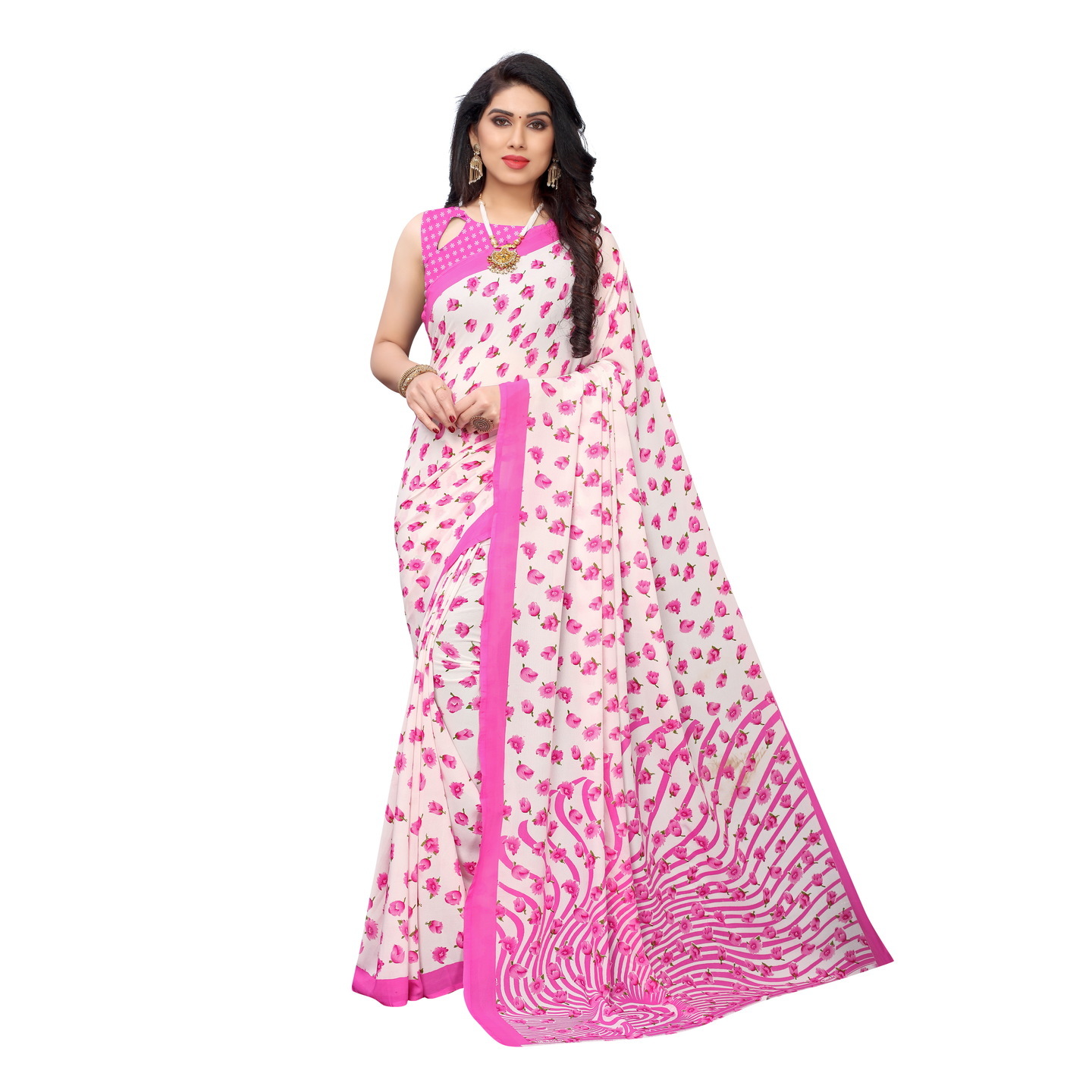 Beautiful Printed Georgette Saree with Blouse Piece
