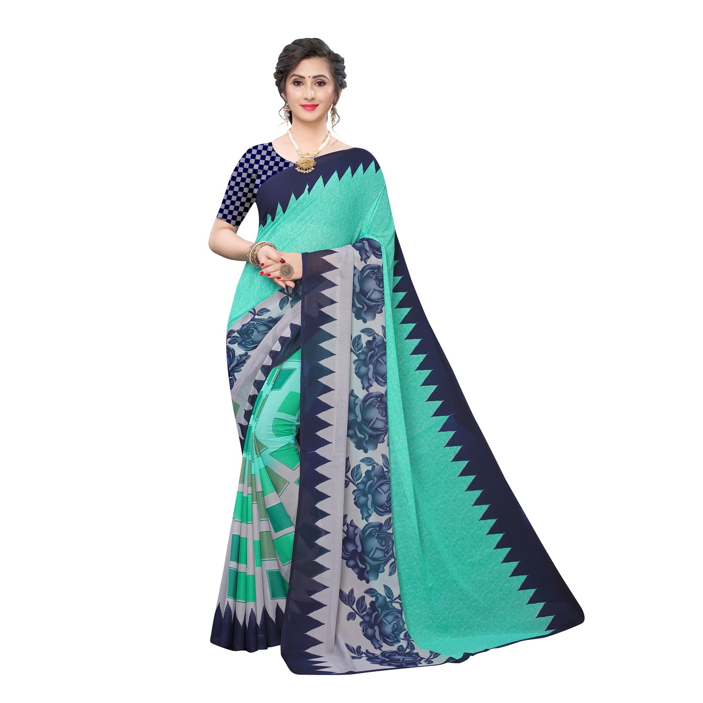 Beautiful Printed Georgette Saree with Blouse Piece