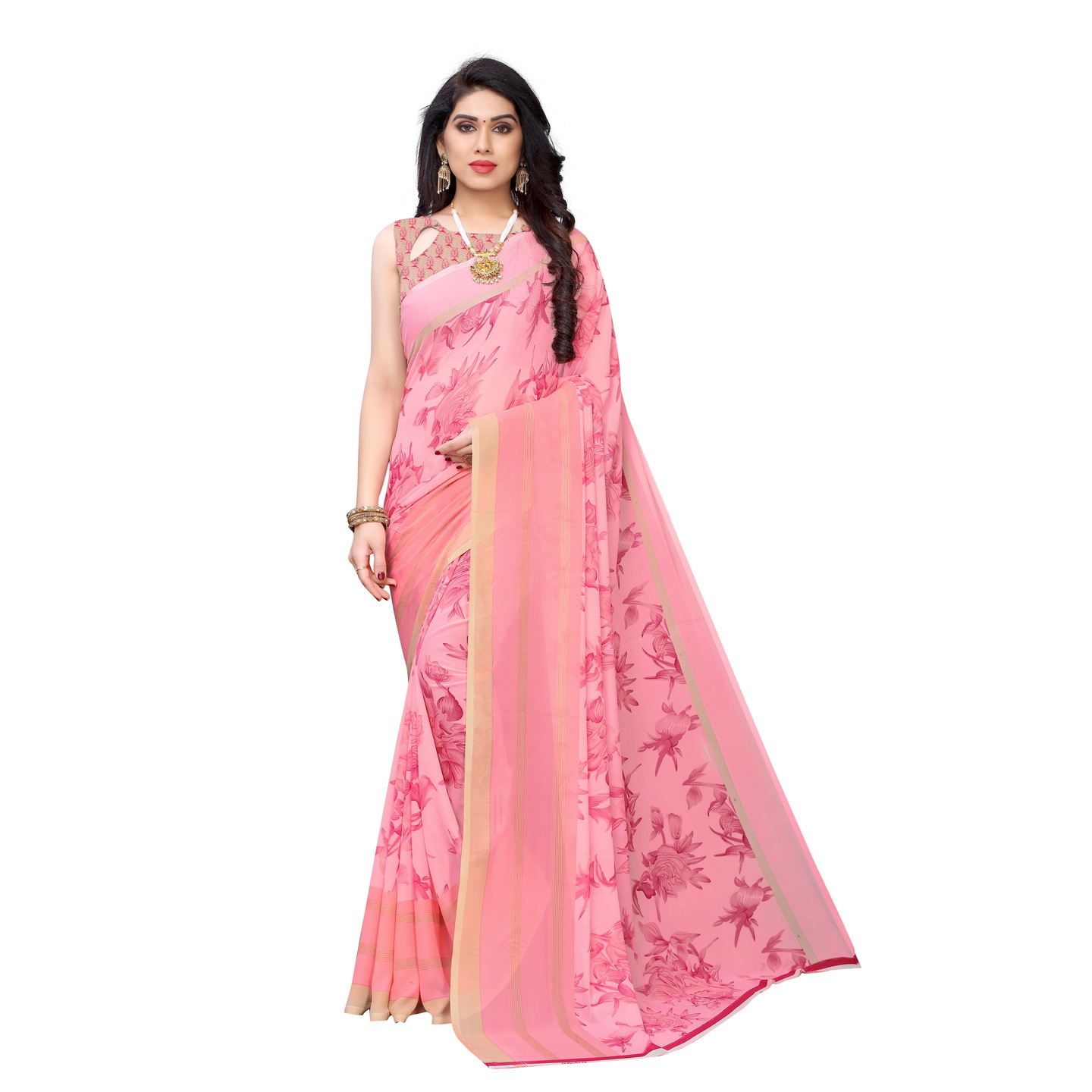 Beautiful Printed Georgette Saree with Blouse Piece