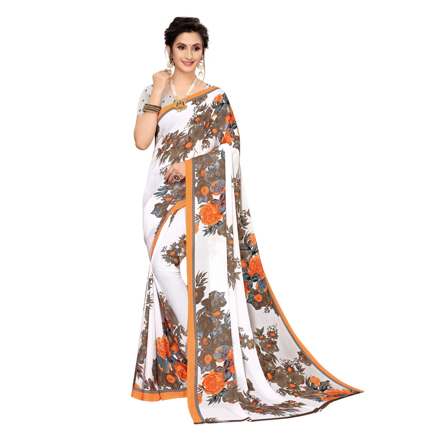Beautiful Printed Georgette Saree with Blouse Piece