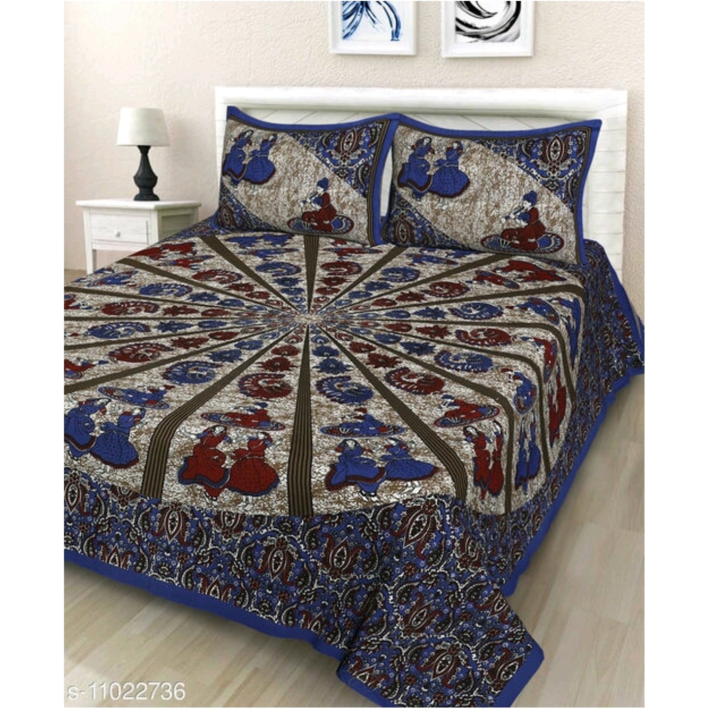 MIALO PRINTED COTTON BLUE BEDHEETS