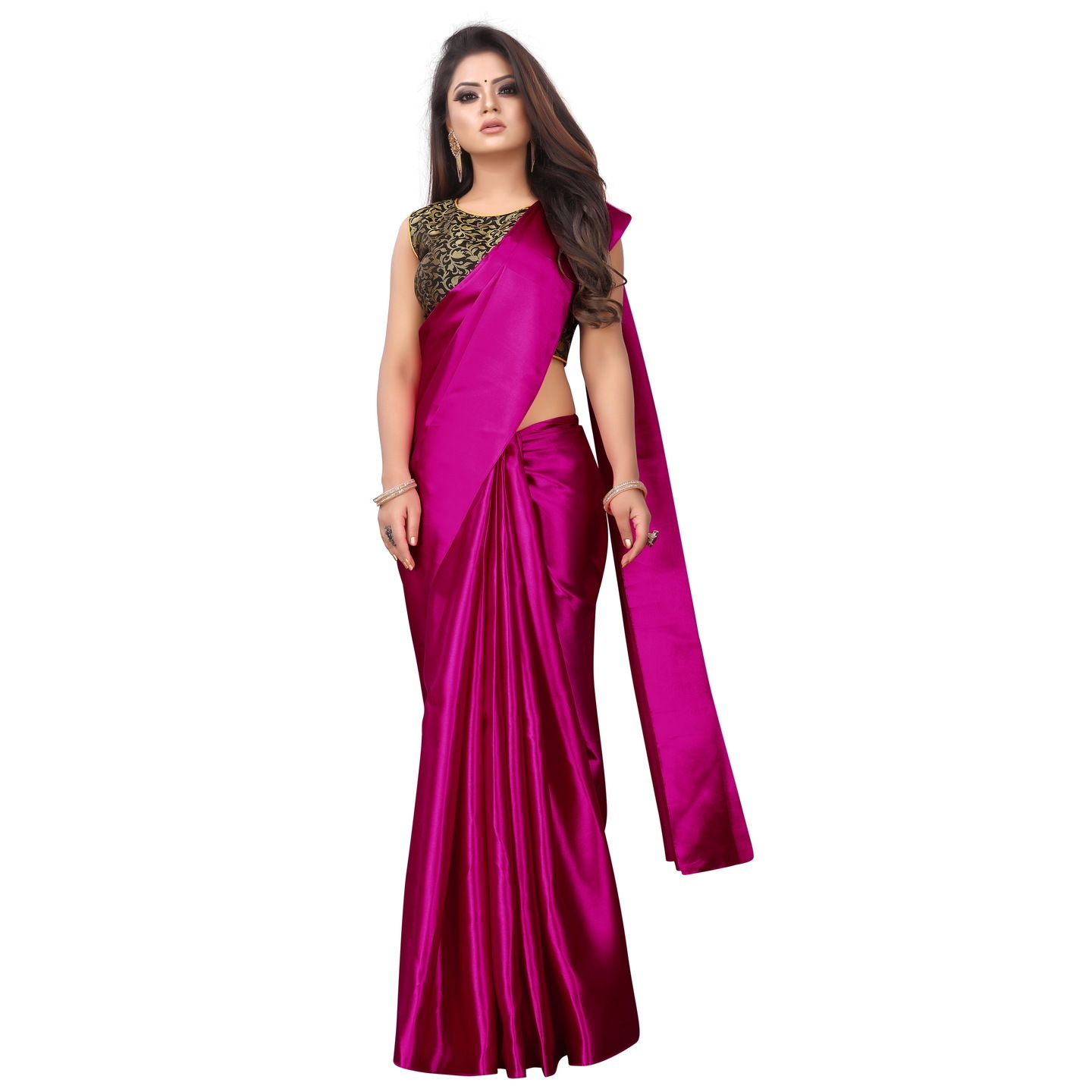 PAVITRA SOLID RANI SATIN SAREE
