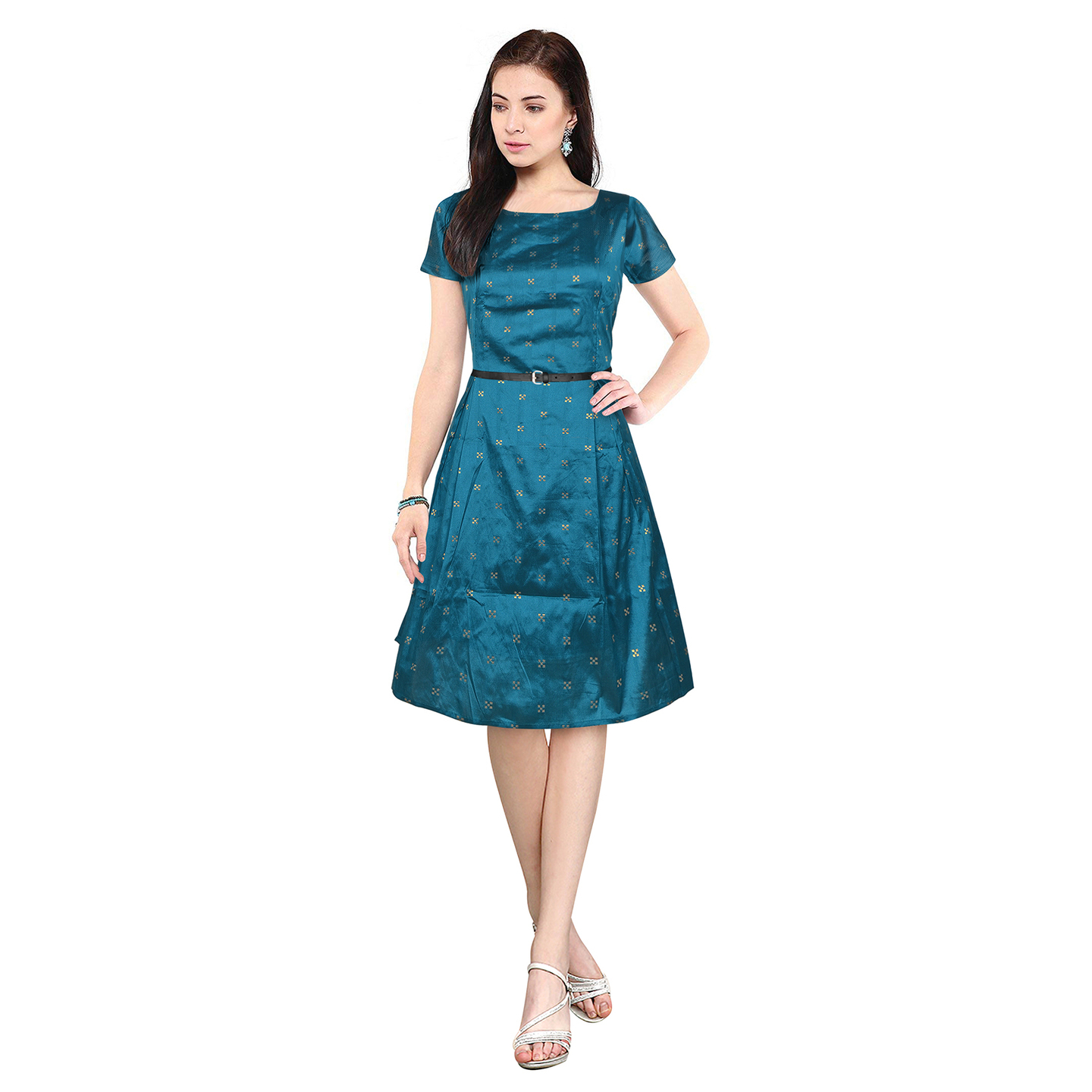 BEAUTIFUL ISHA SKATER DRESS WITH BELT