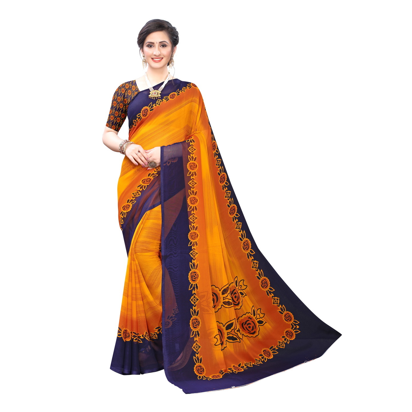 Beautiful Printed Georgette Saree with Blouse Piece
