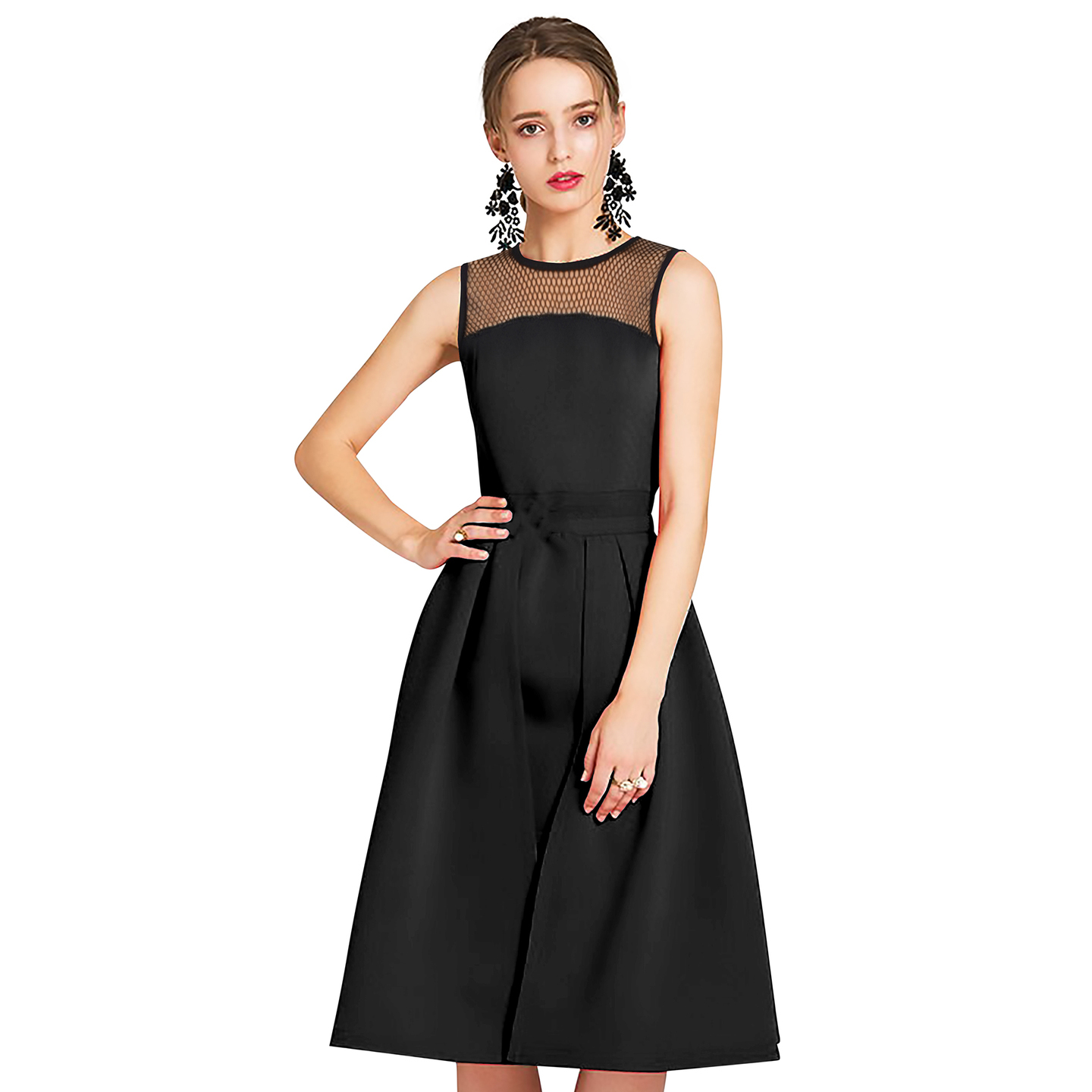 DESIGNER BLACK SKATER DRESS