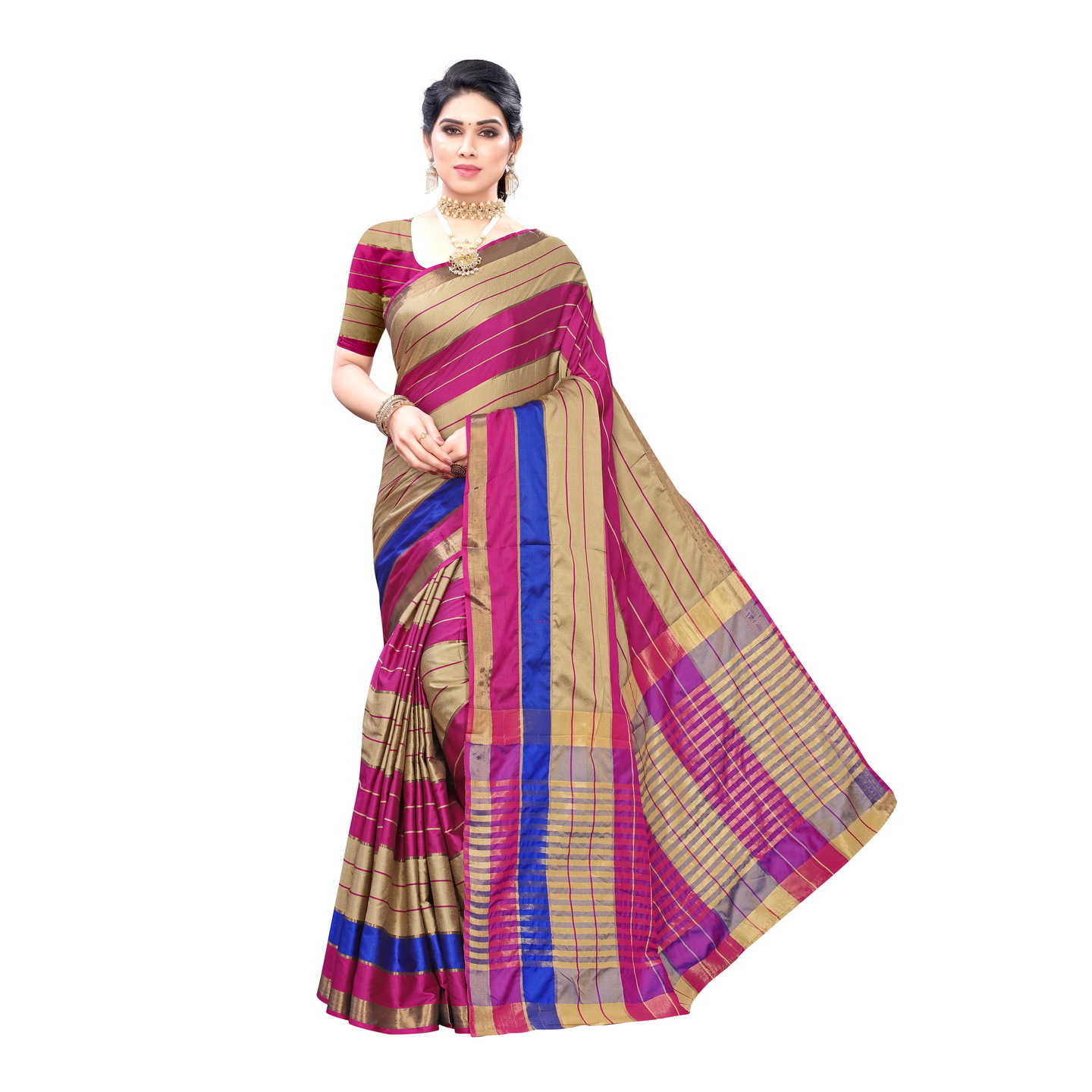 ARUNIMA PINK COTTON SILK SAREE