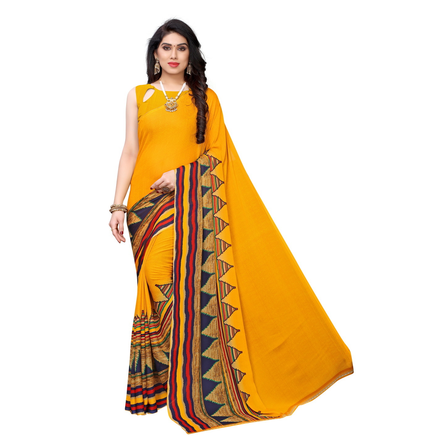 Beautiful Printed Georgette Saree with Blouse Piece