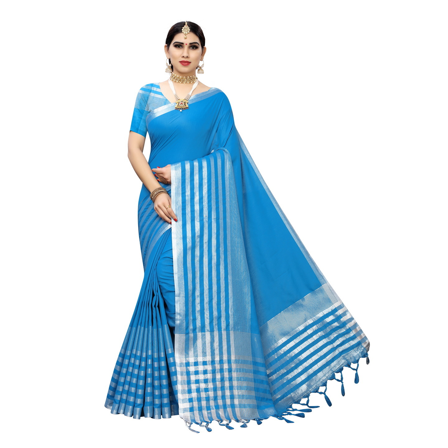 TWITTER BLUE COTTON SAREE