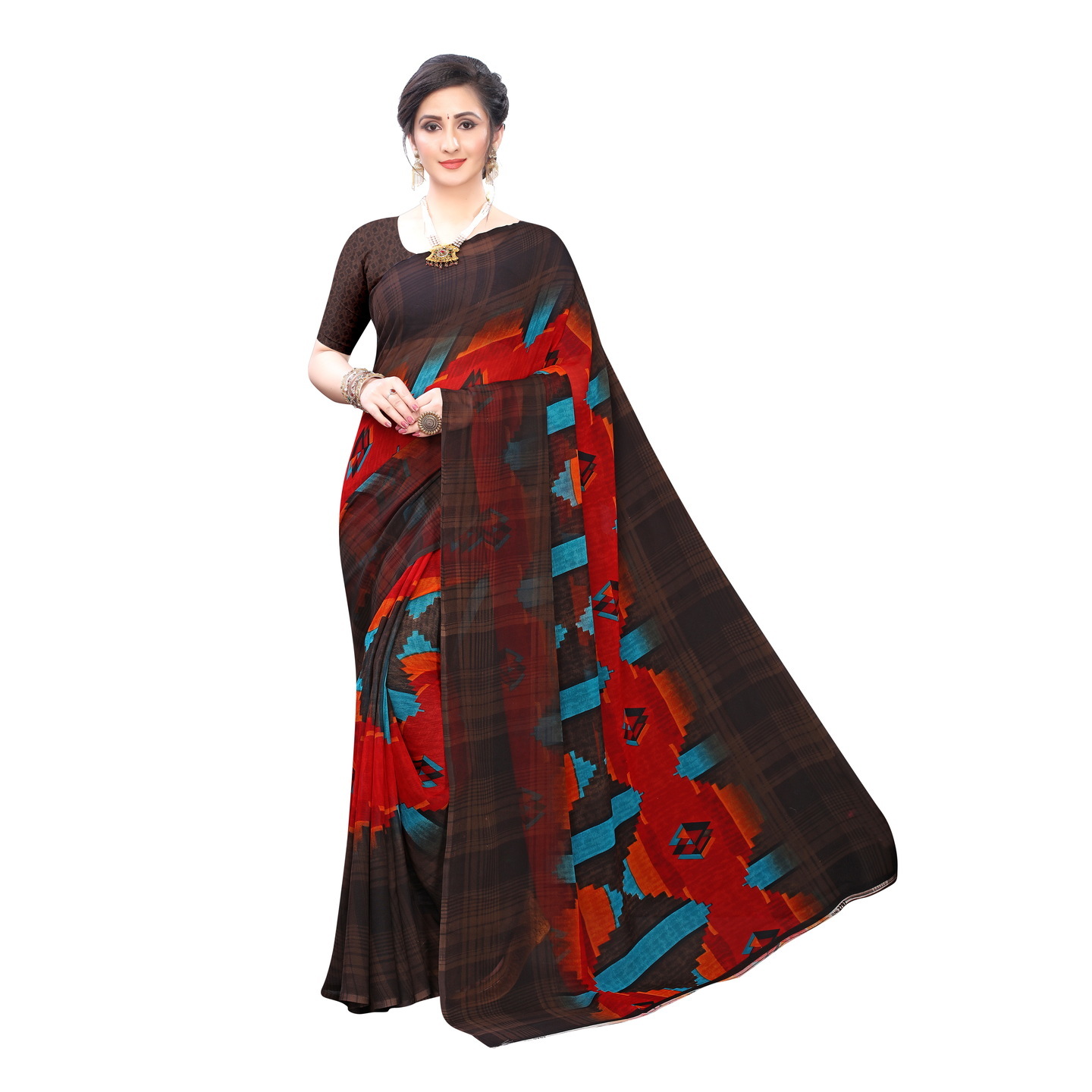 Beautiful Printed Georgette Saree with Blouse Piece