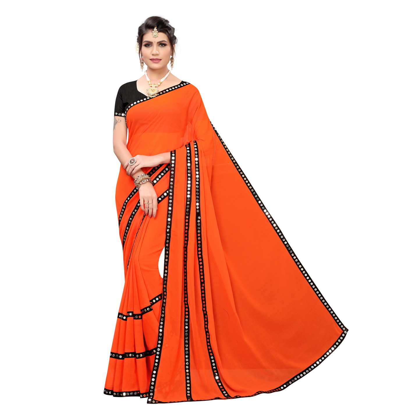 GLASS ORANGE DESIGNER SAREE