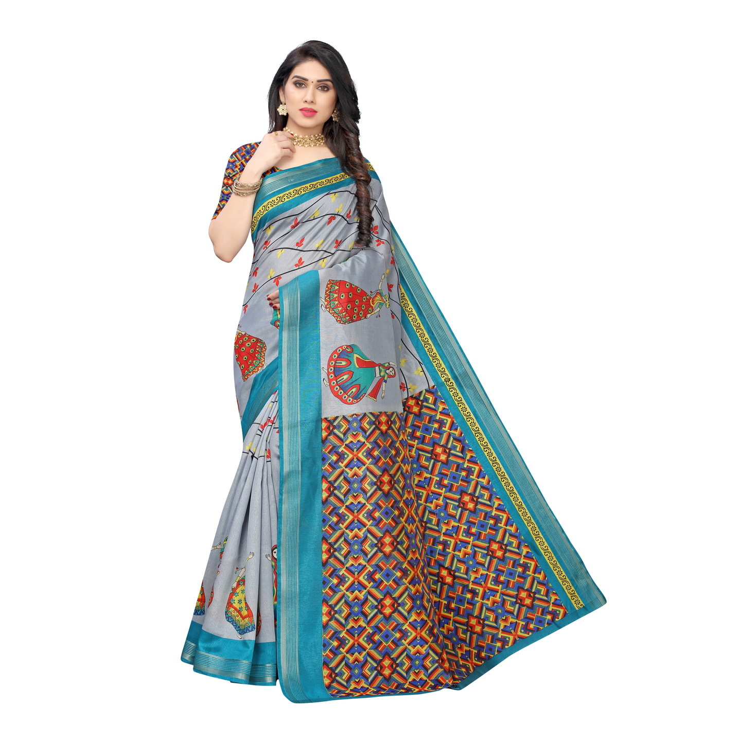 DESIGNER GREY KATHAKALI SAREE