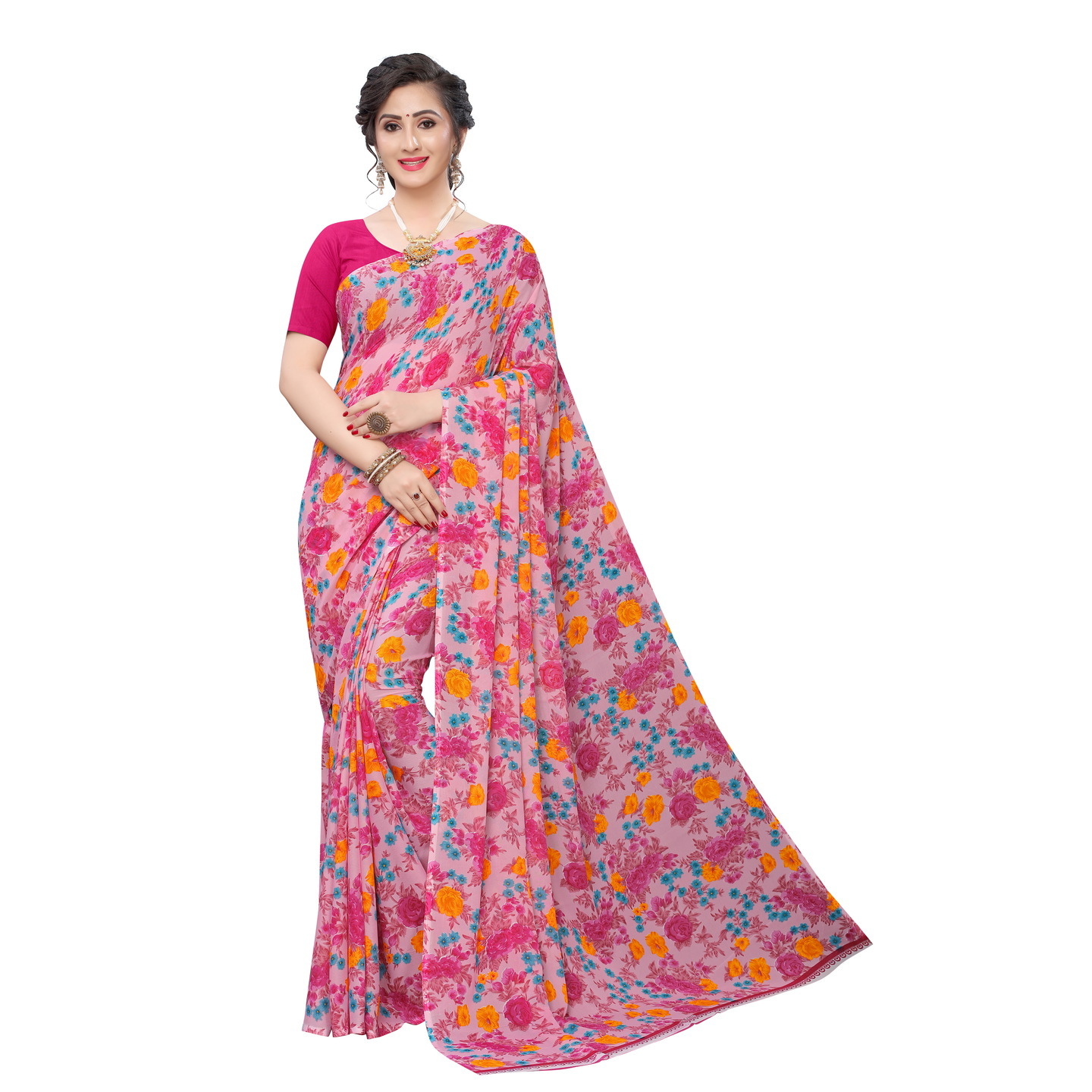 Beautiful Printed Georgette Saree with Blouse Piece