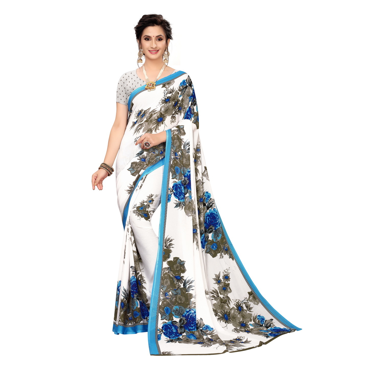 Beautiful Printed Georgette Saree with Blouse Piece