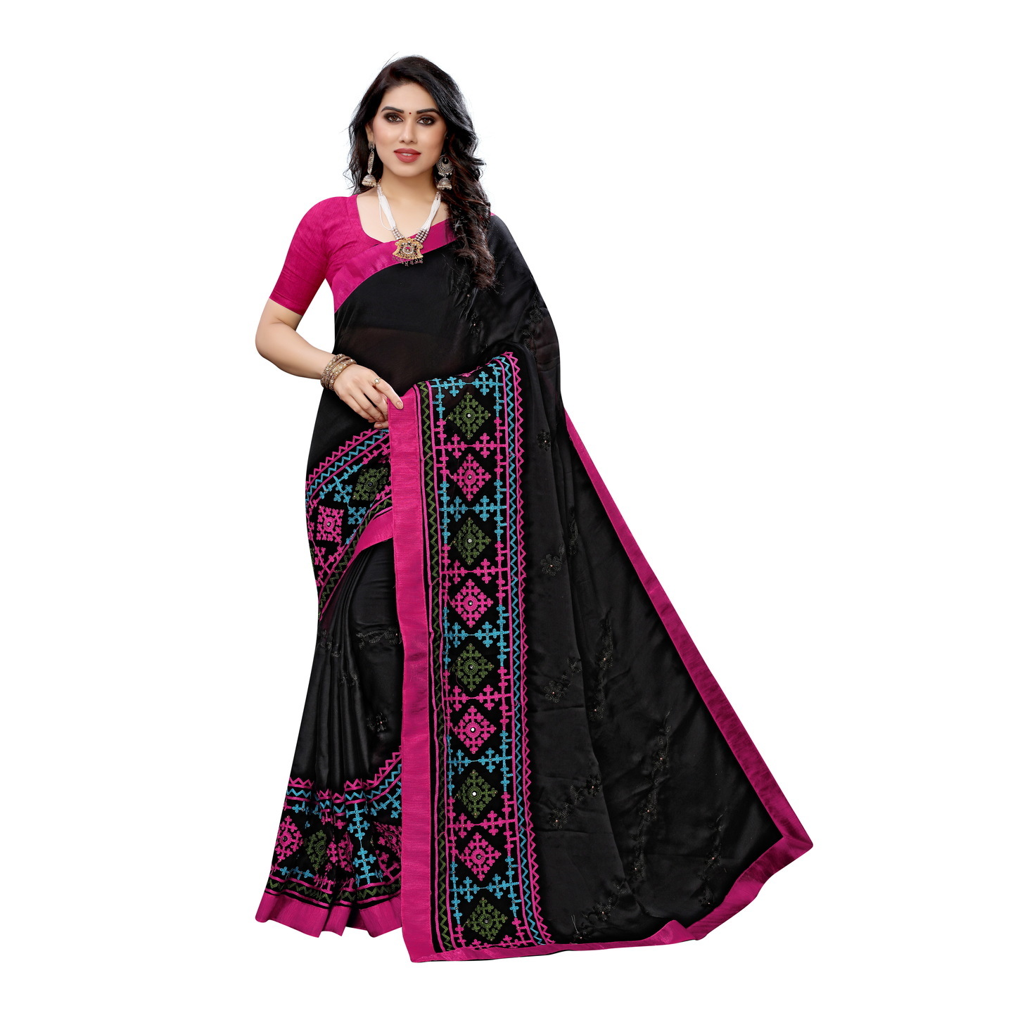 DESIGNER BLACK SUIDHAGA EMBROIDERED SAREE