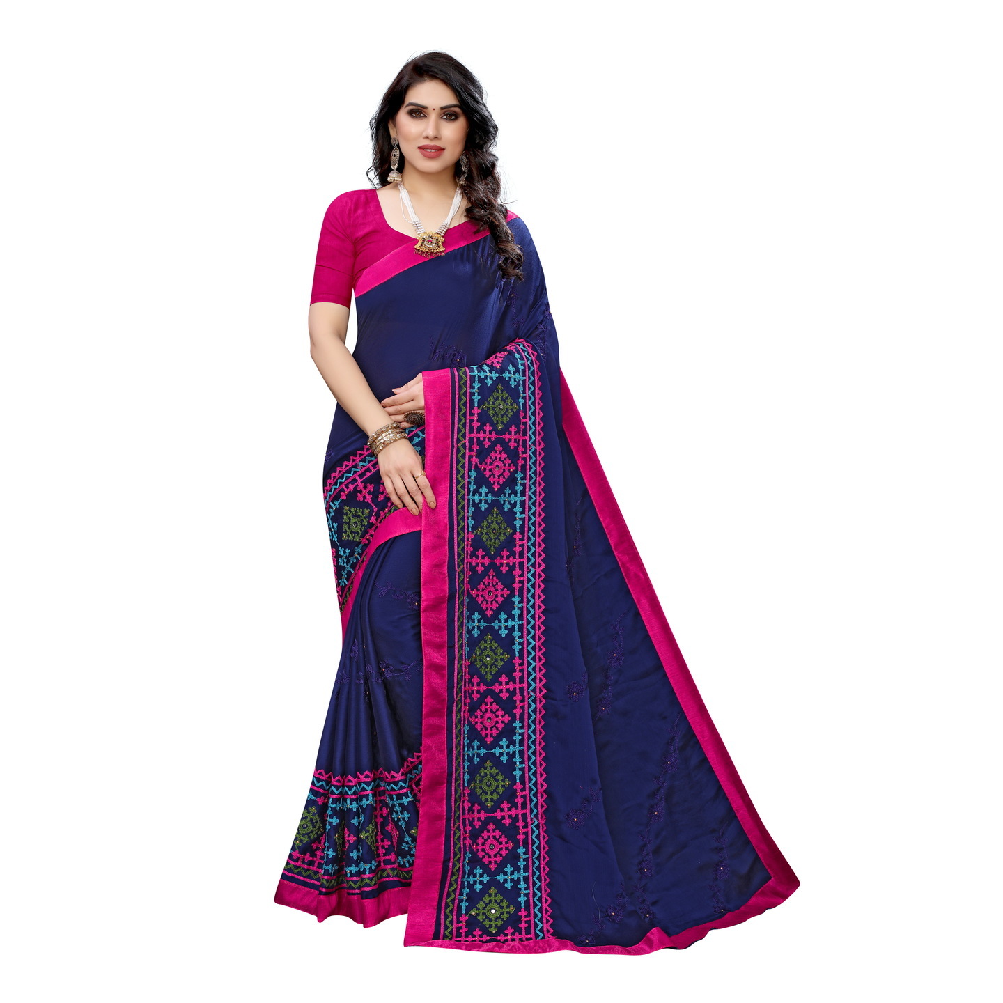 DESIGNER NAVY BLUE SUIDHAGA EMBROIDERED SAREE