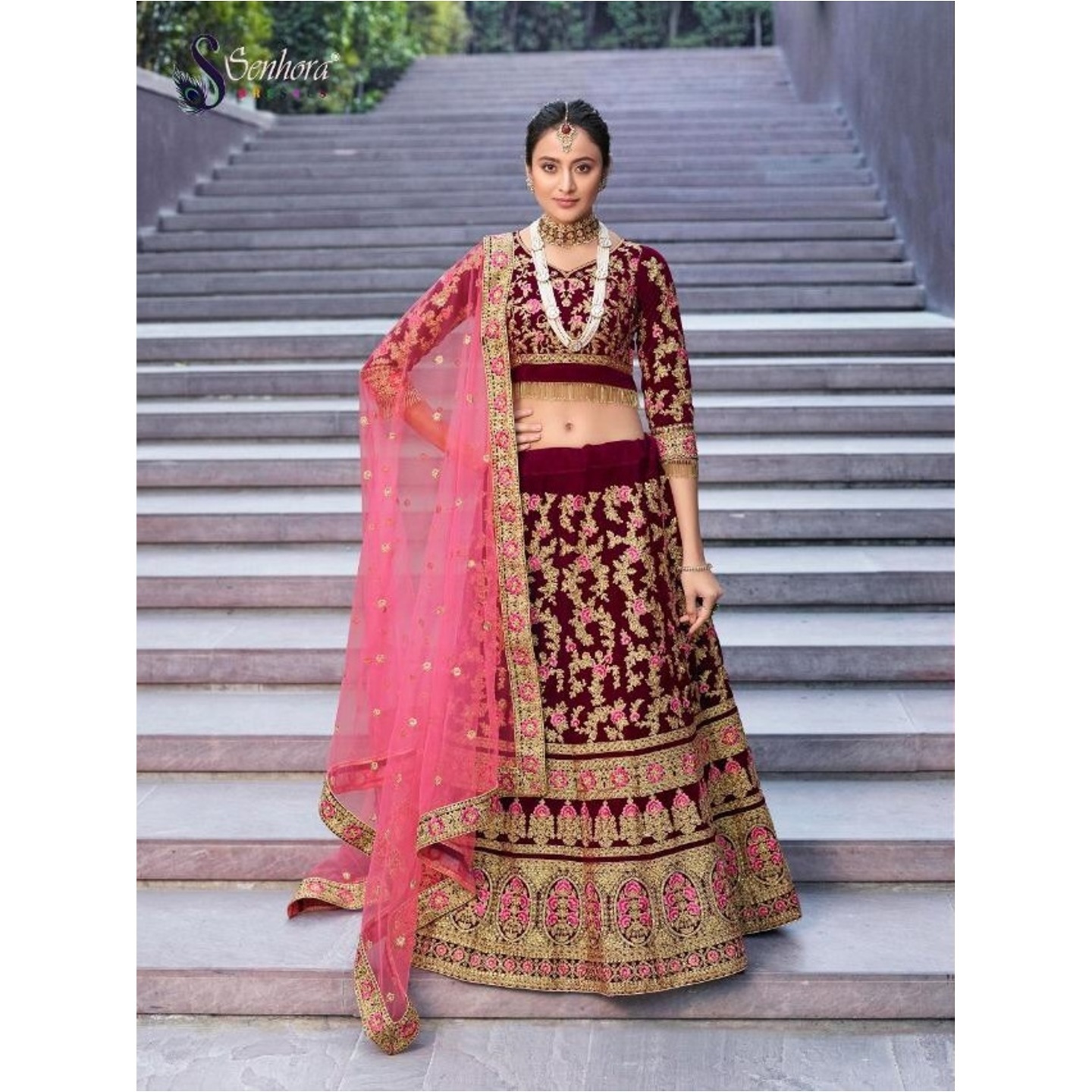 DESIGNER HEAVY VELVET BRIDAL LEHENGA BY SENHORA