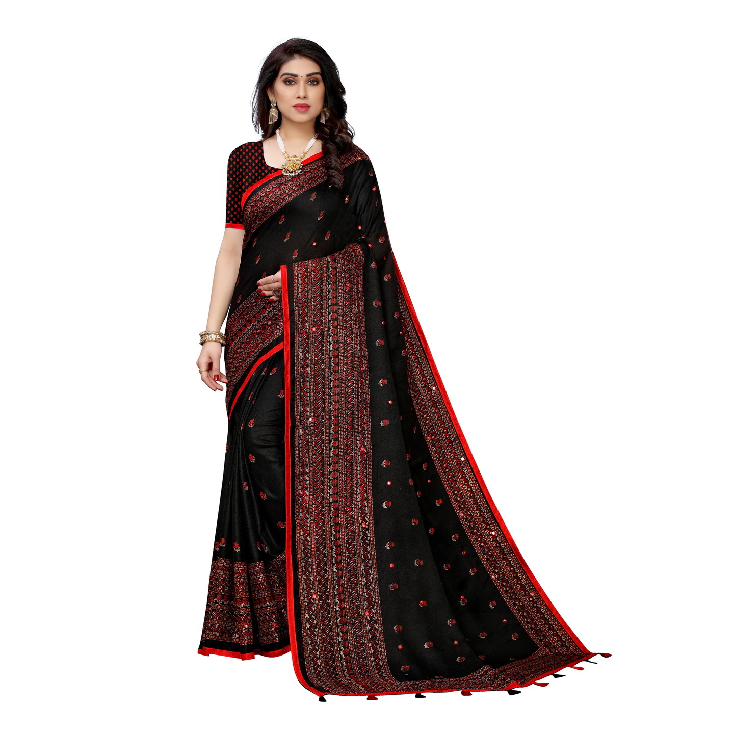 HOLIKA PRISM SILK BLACK PRINTED SAREE 