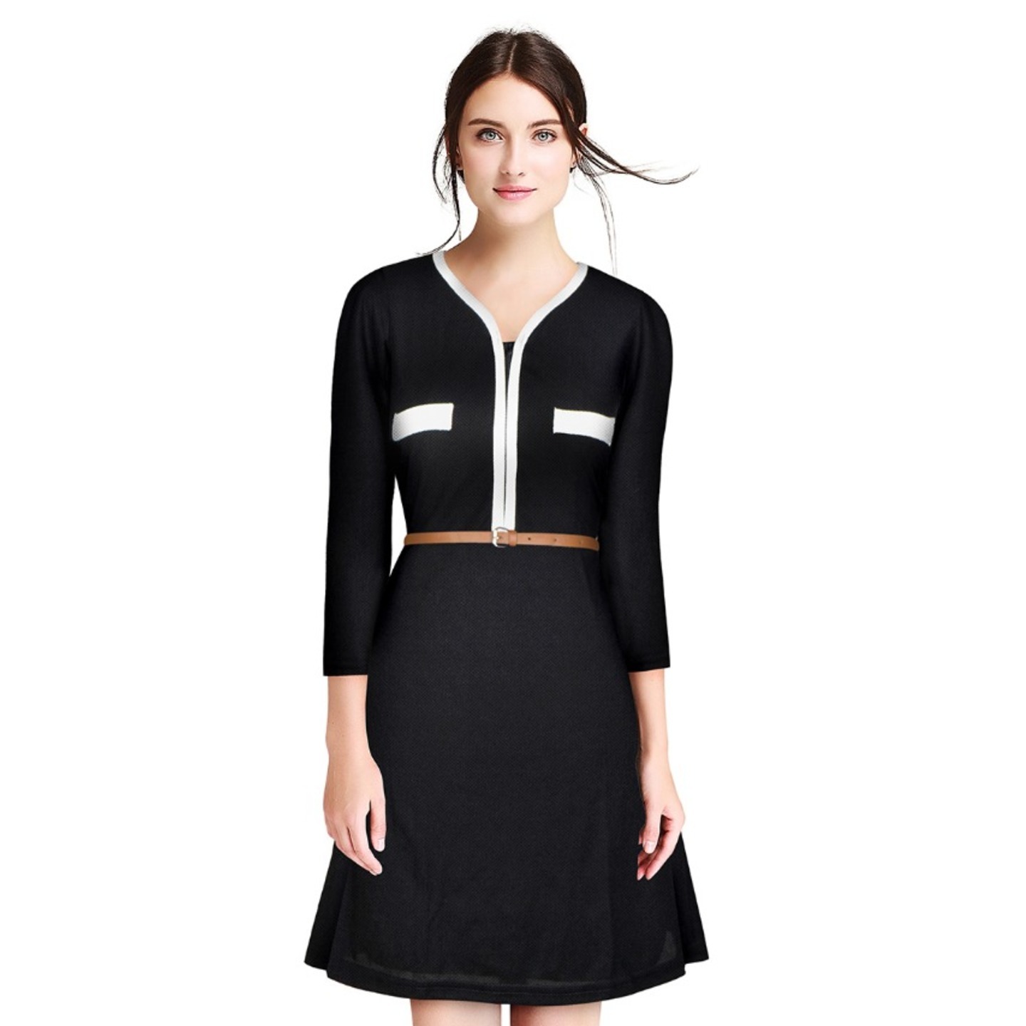 ISHA DESIGNER SKATER DRESS WITH BELT
