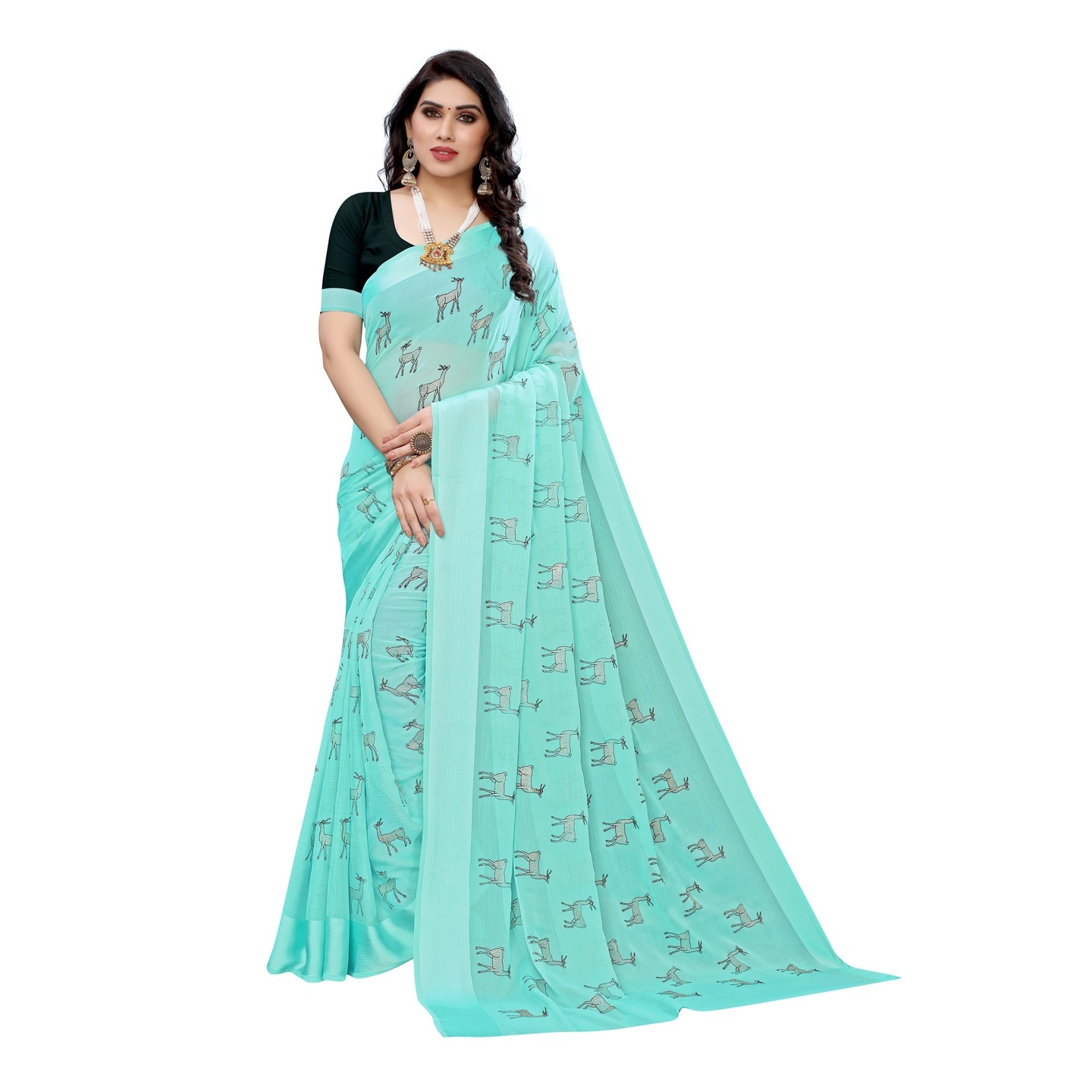 DESIGNER SILK BLEND PRINTED SAREE