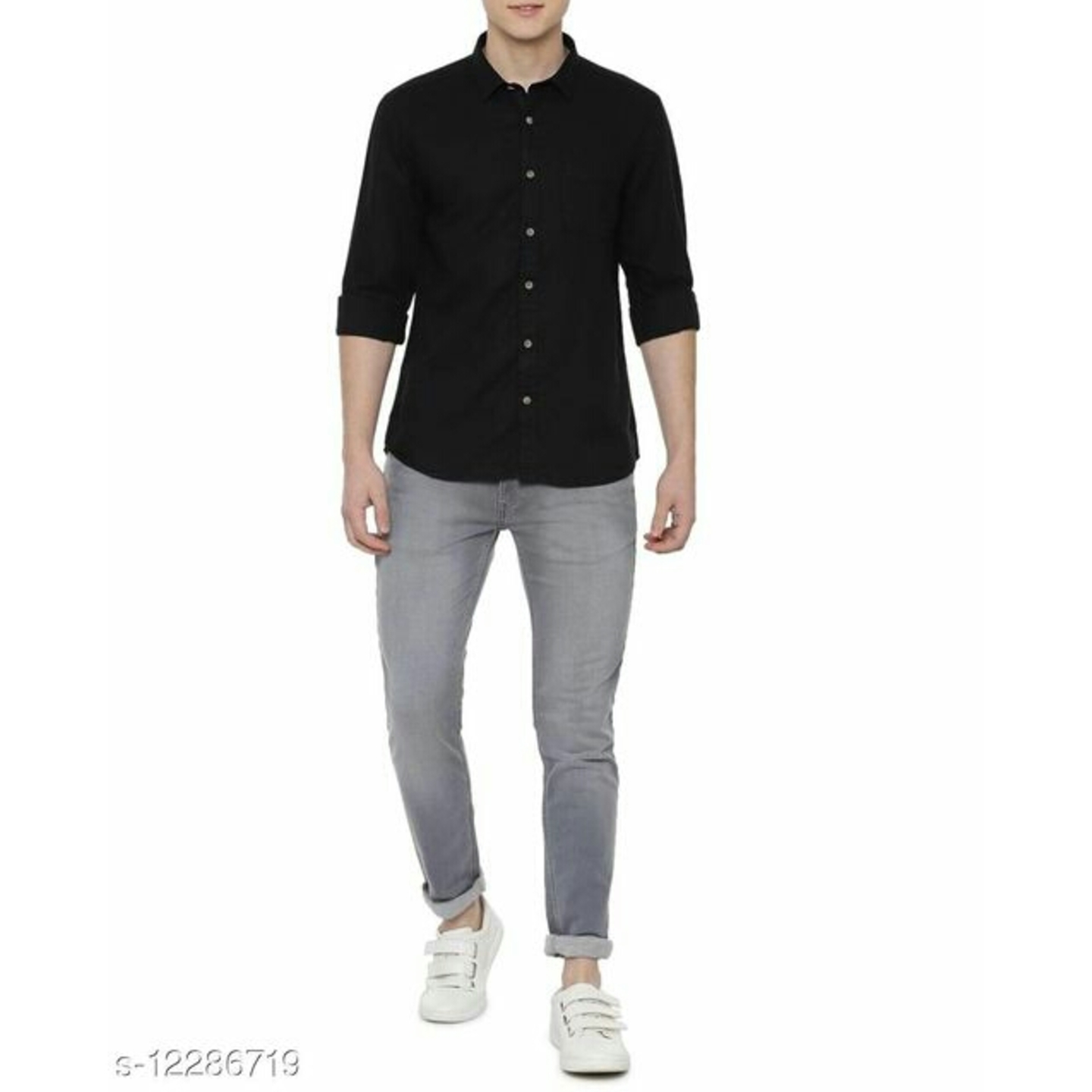 TRIM-FIT CASUAL BLACK SHIRT