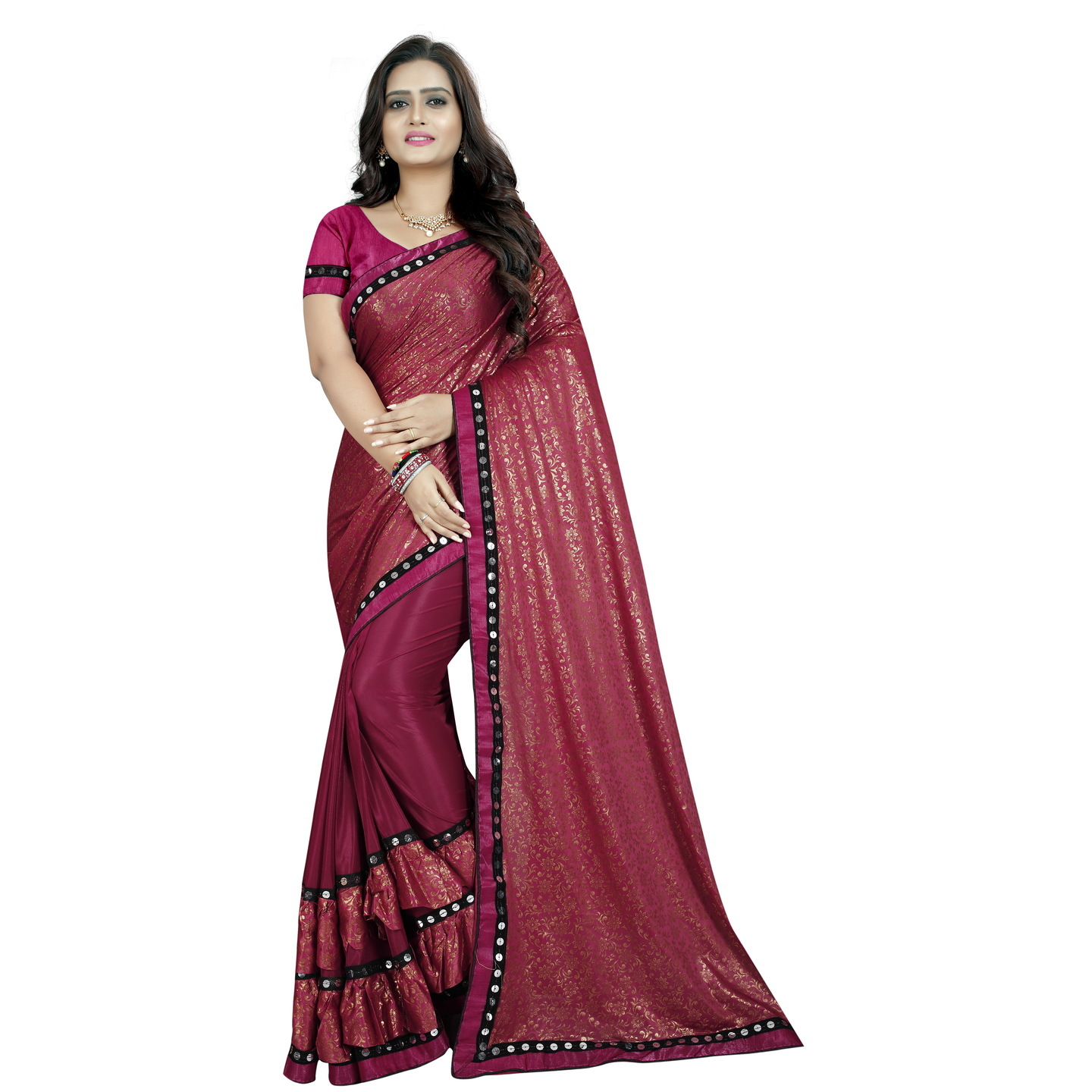 MUNCH DESIGNER RED RUFFLE SAREE