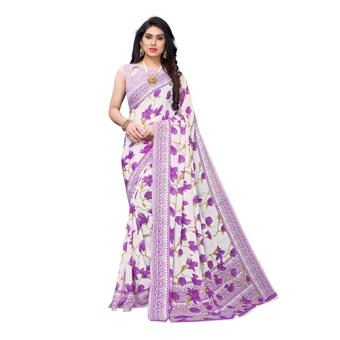 Beautiful Printed Georgette Saree with Blouse Piece