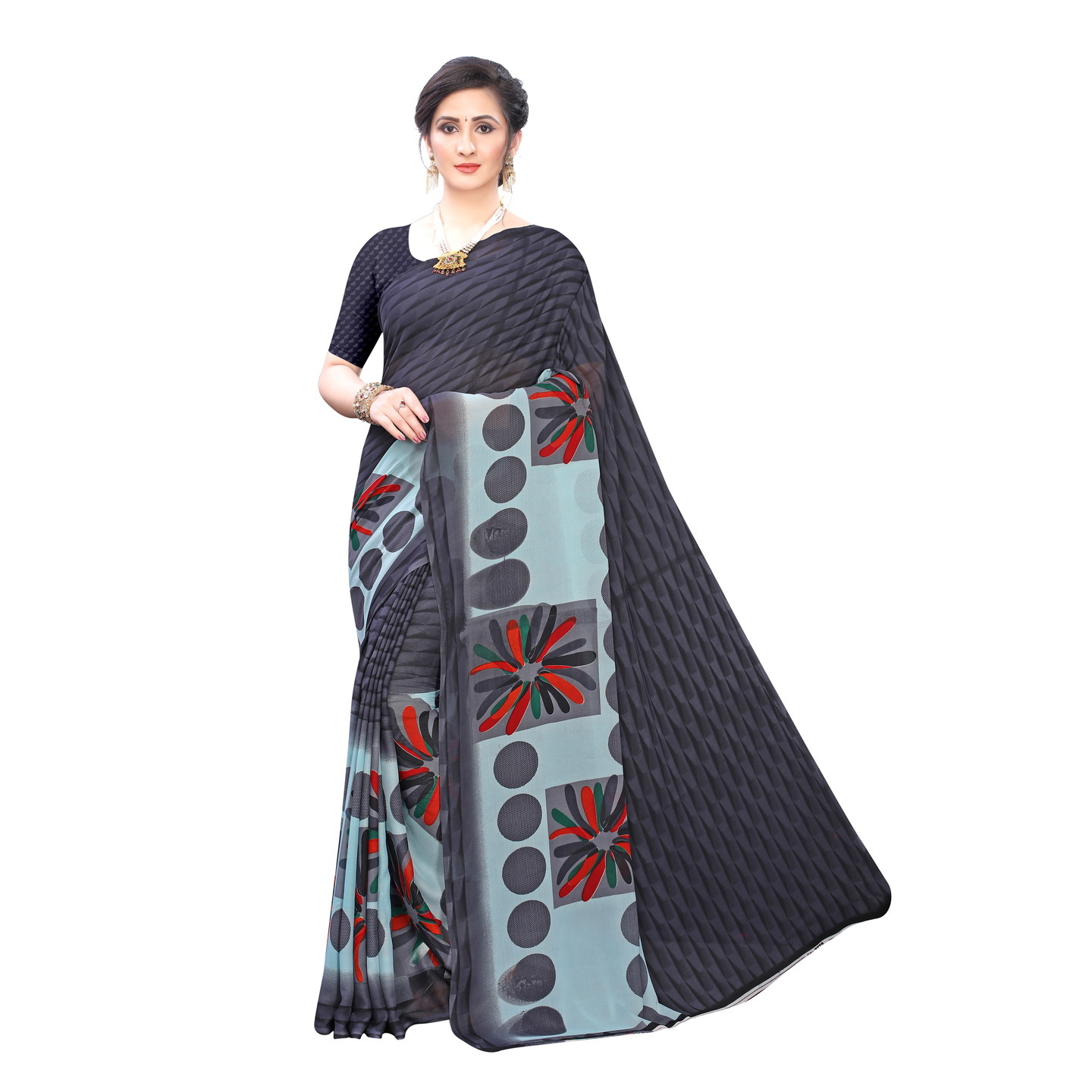 Beautiful Printed Georgette Saree with Blouse Piece