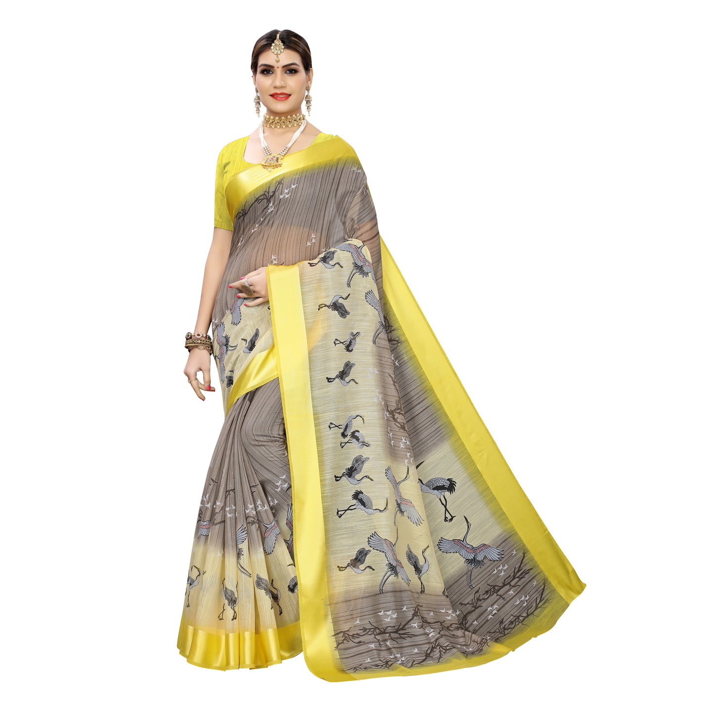 DESIGNER ARYA YELLOW LINEN SAREE