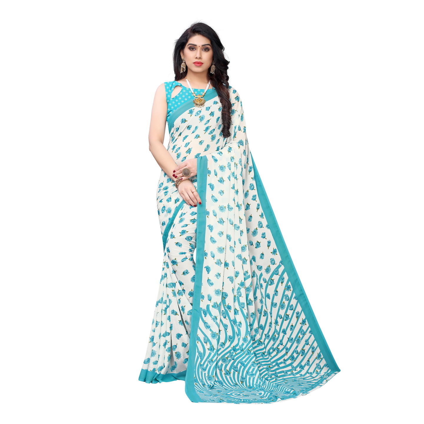 Beautiful Printed Georgette Saree with Blouse Piece