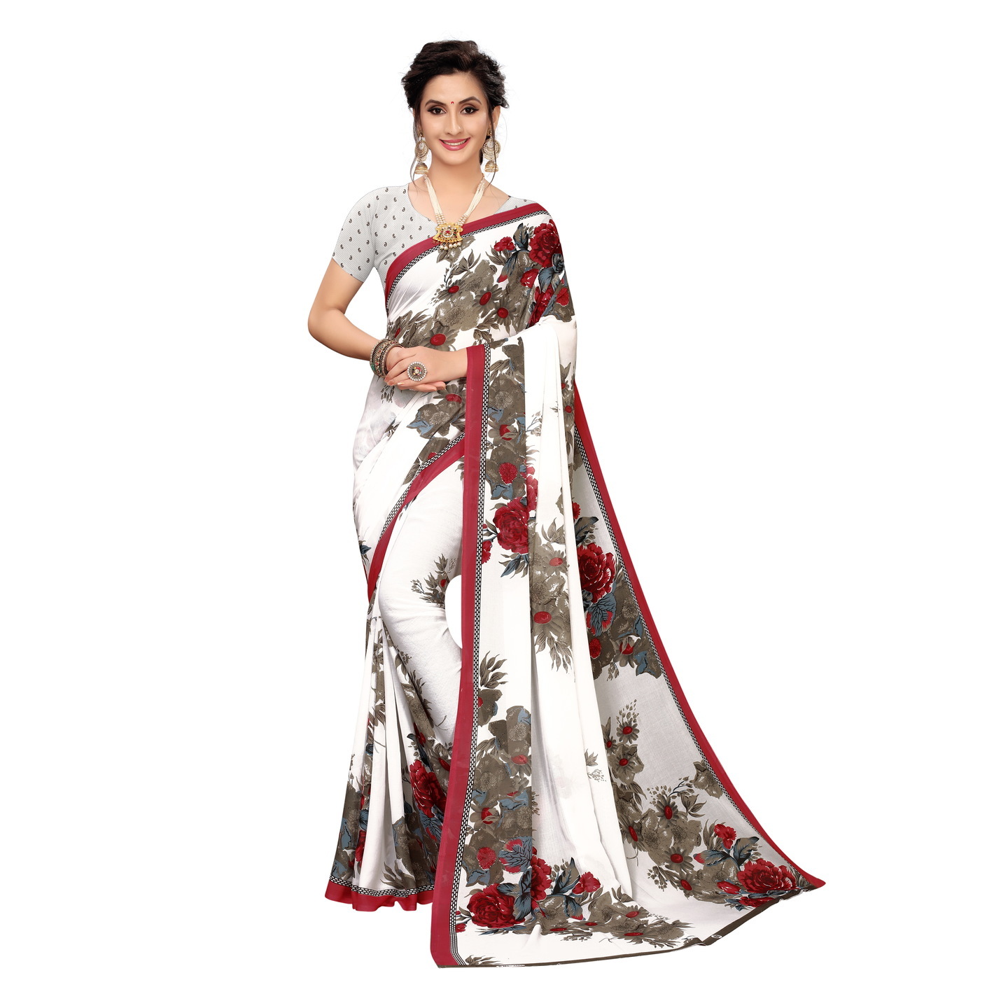 Beautiful Printed Georgette Saree with Blouse Piece