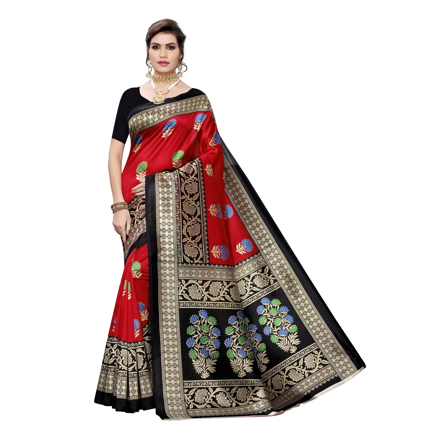 ART SILK SAREES WITH FLORAL PRINTS