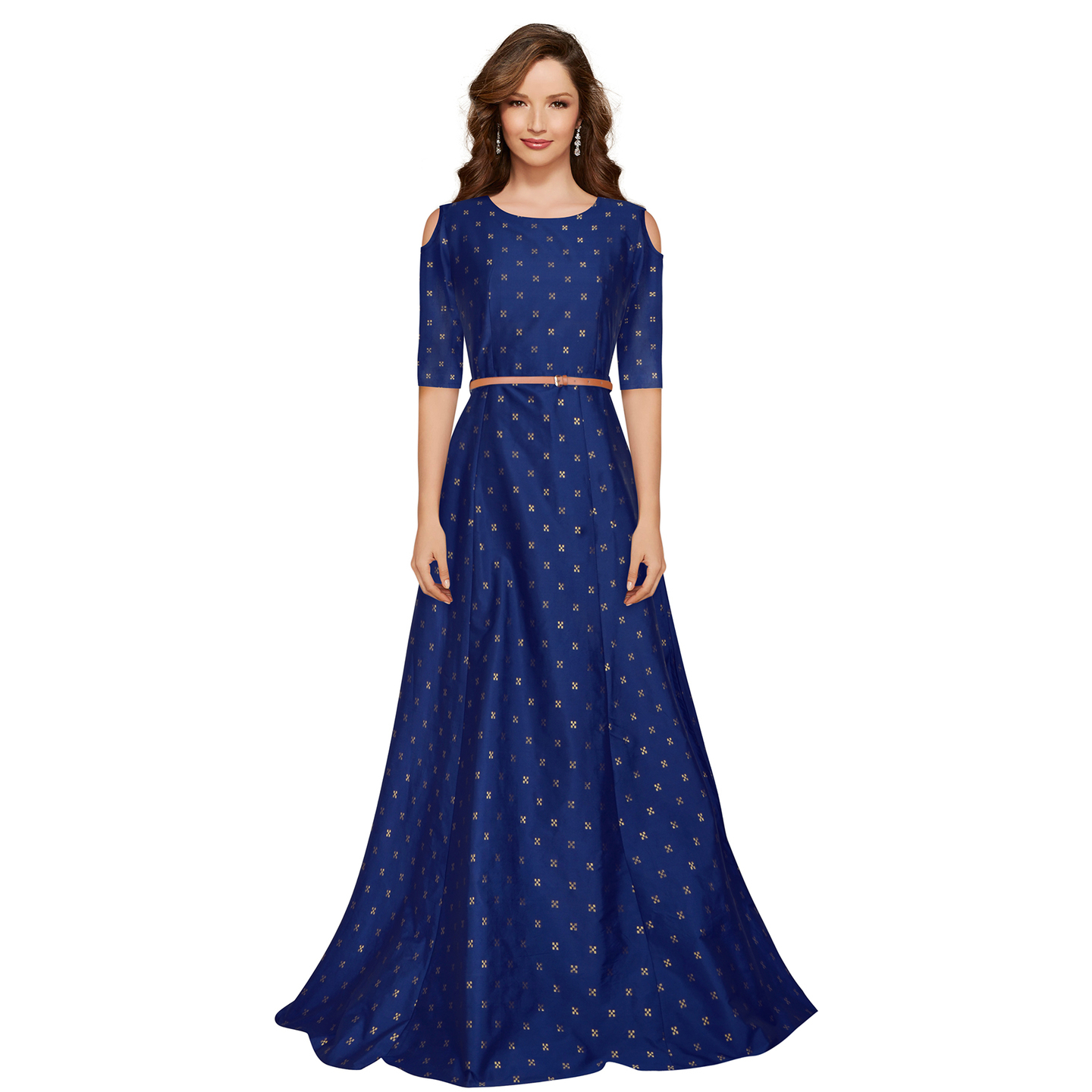 ELEGANT SOFIYA JACQUARD GOWNS WITH BELT