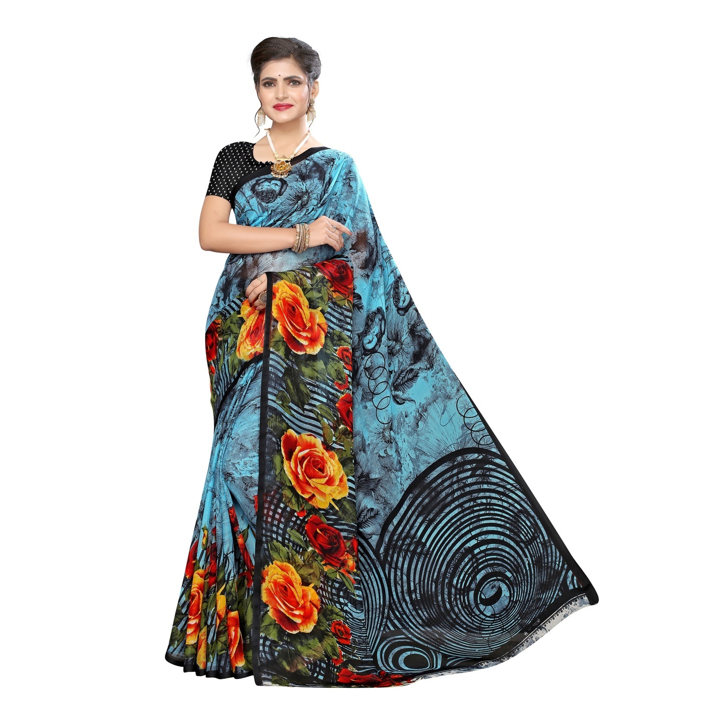 Beautiful Printed Georgette Saree with Blouse Piece