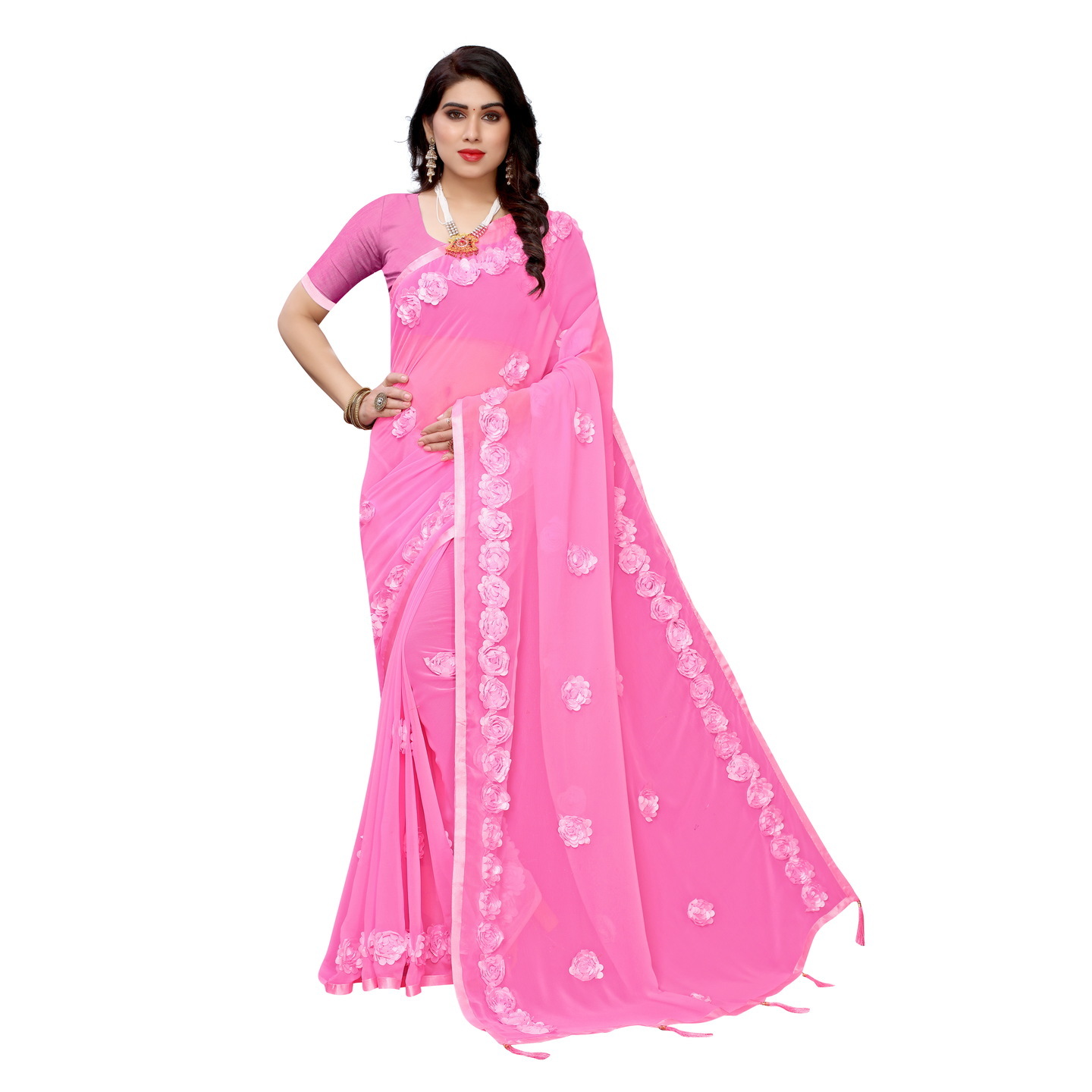 DESIGNER GULABO PINK GEORGETTE SAREE