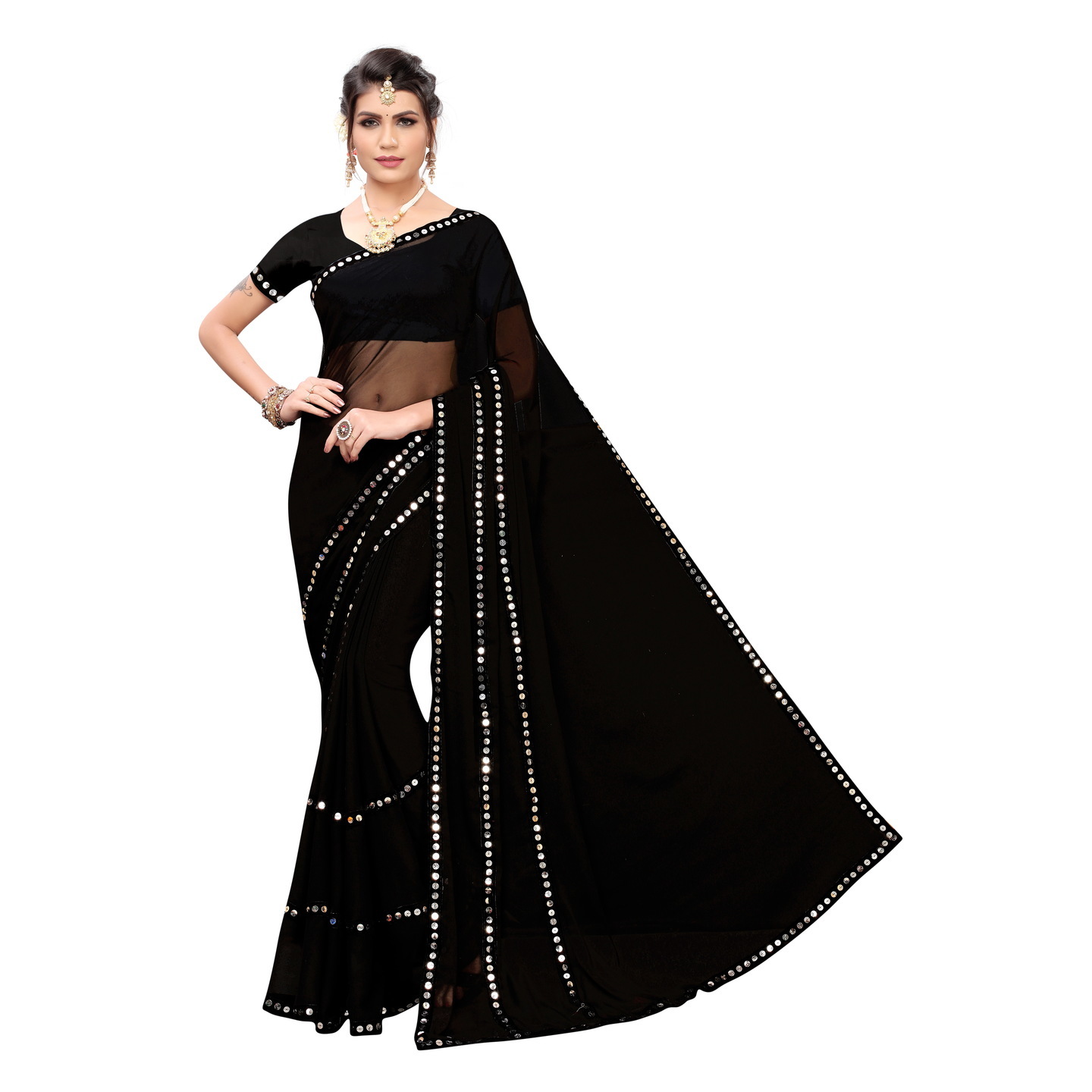 GLASS BLACK DESIGNER SAREE