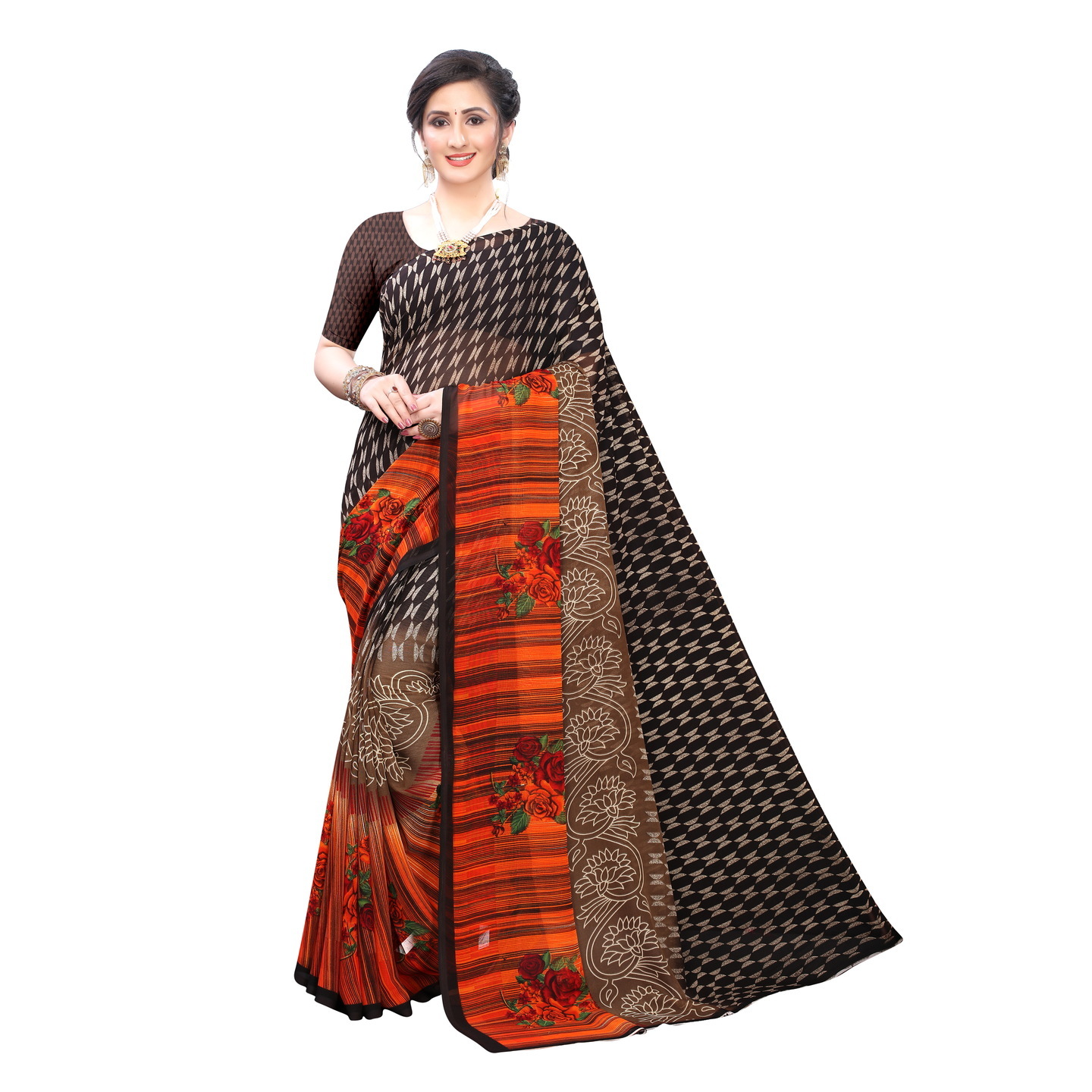 Beautiful Printed Georgette Saree with Blouse Piece
