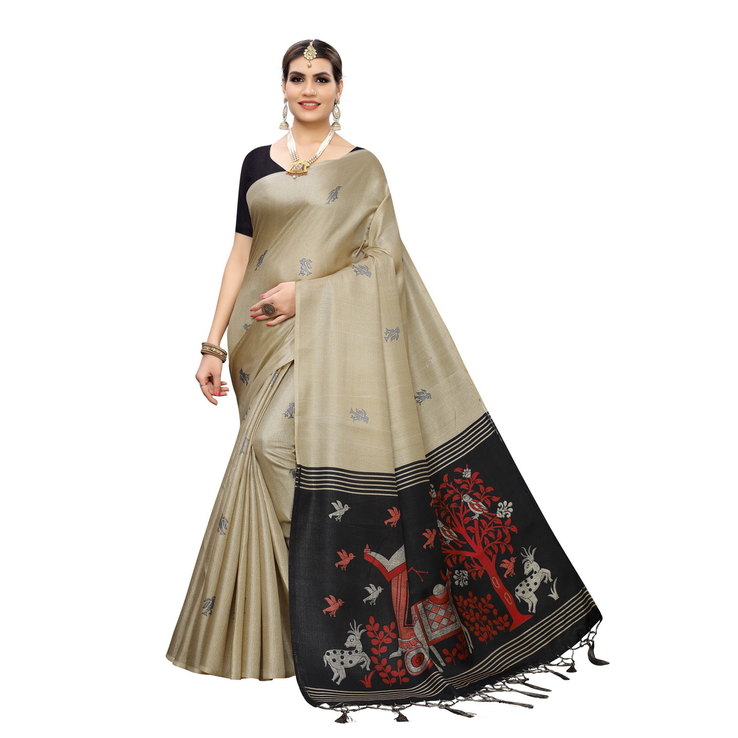 KALAMKARI KHADI SILK SAREES WITH FIGURE PRINT CONCEPT