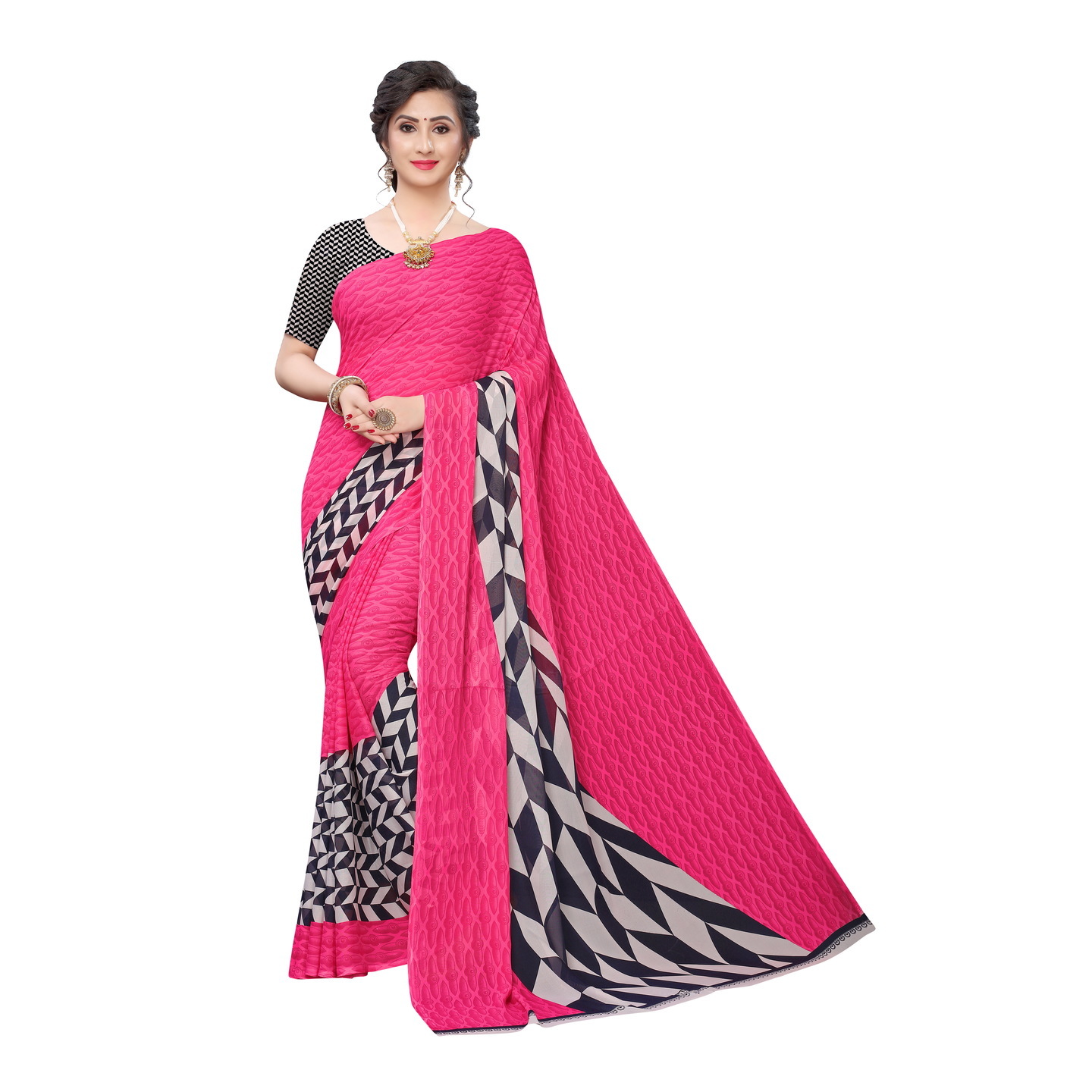 Beautiful Printed Georgette Saree with Blouse Piece