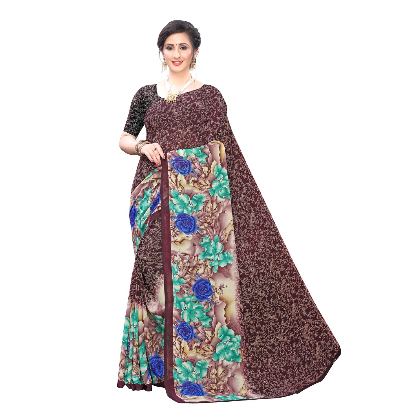 Beautiful Printed Georgette Saree with Blouse Piece