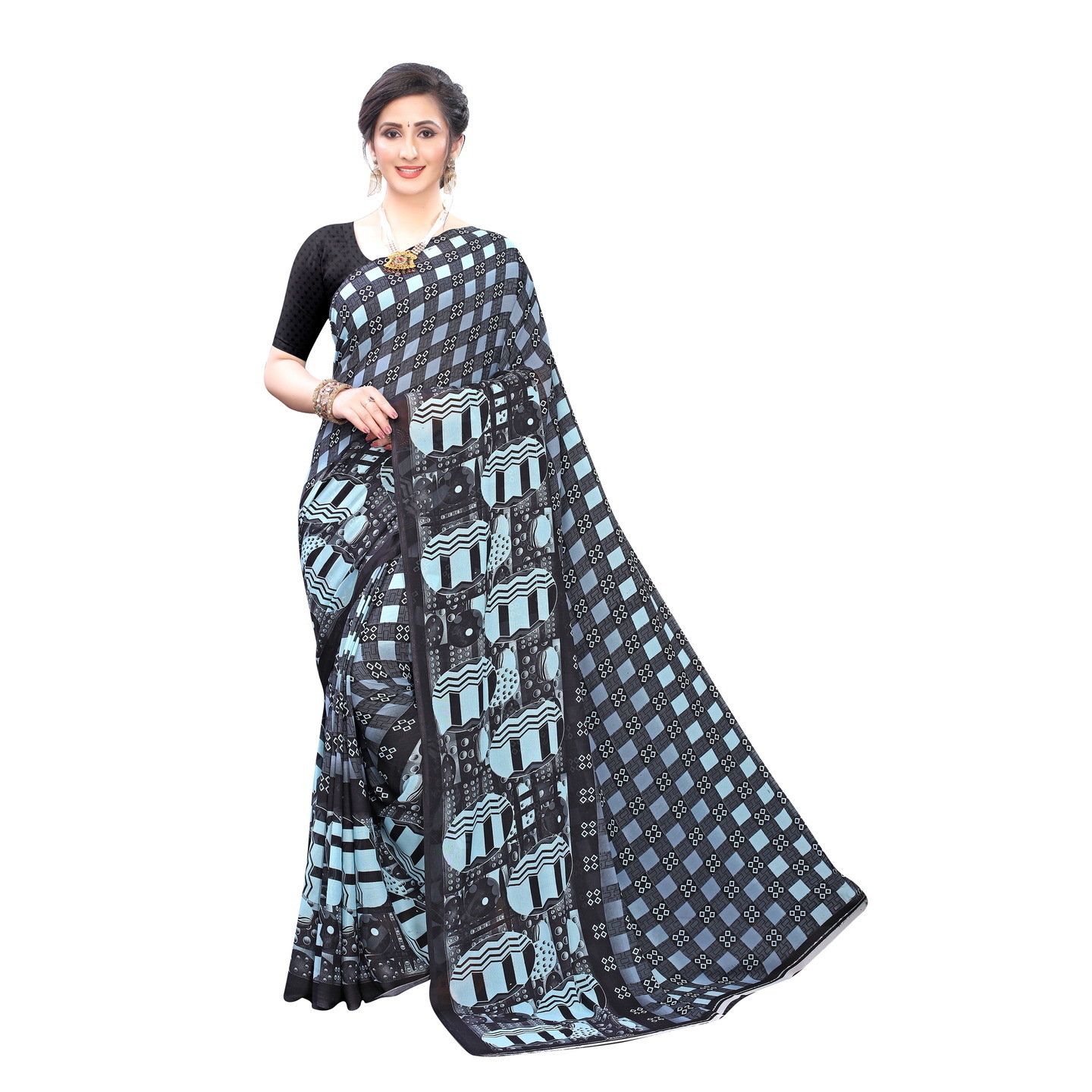 Beautiful Printed Georgette Saree with Blouse Piece