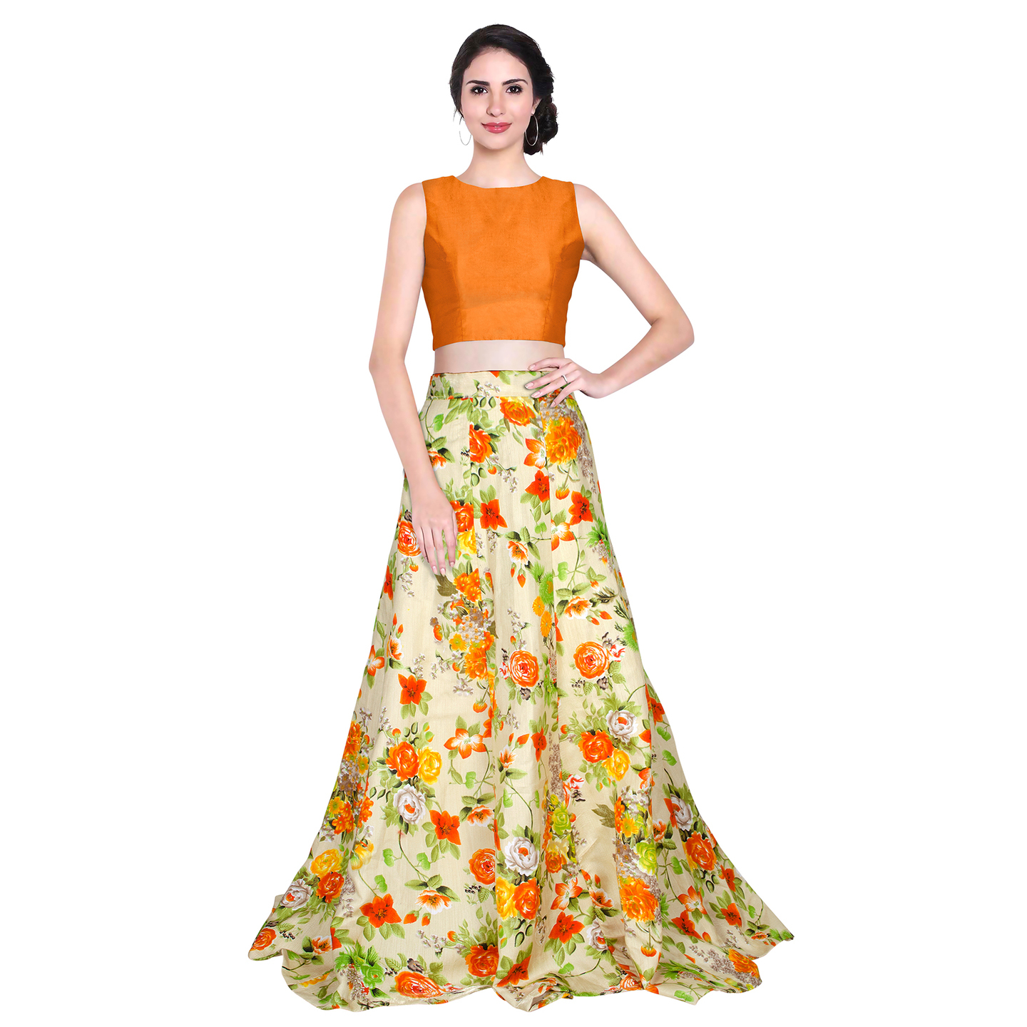 AVADH ORANGE PRINTED LEHENGA