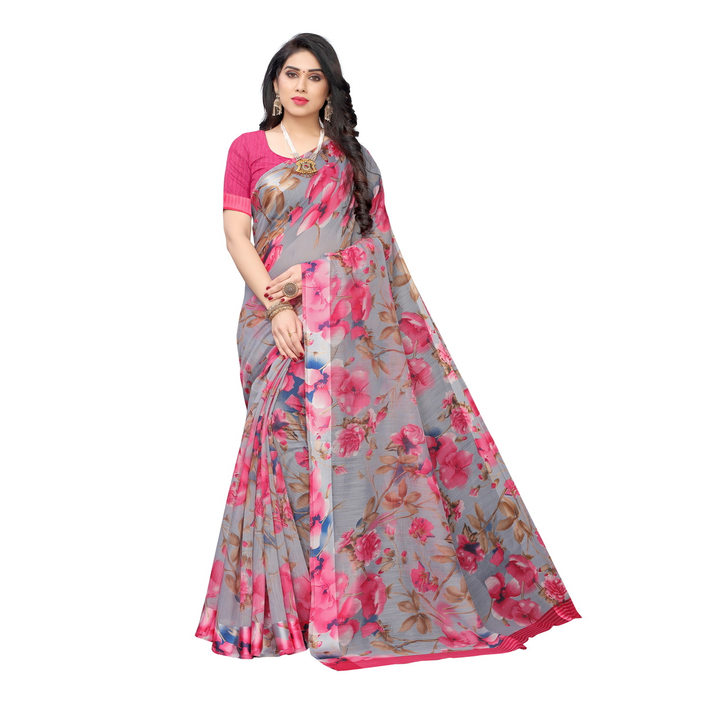 SONAKSHI RED DESIGNER SAREE WITH SATIN PATTA
