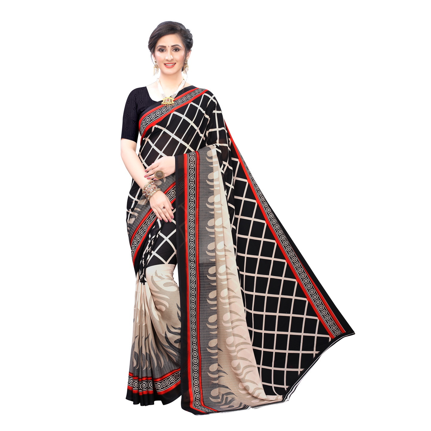 Beautiful Printed Georgette Saree with Blouse Piece