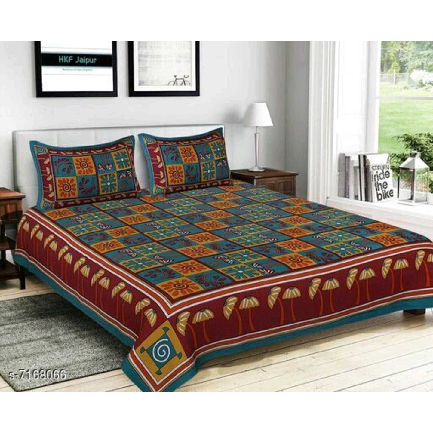 Cosmic Jaipuri Mandala Printed Double Bedsheets