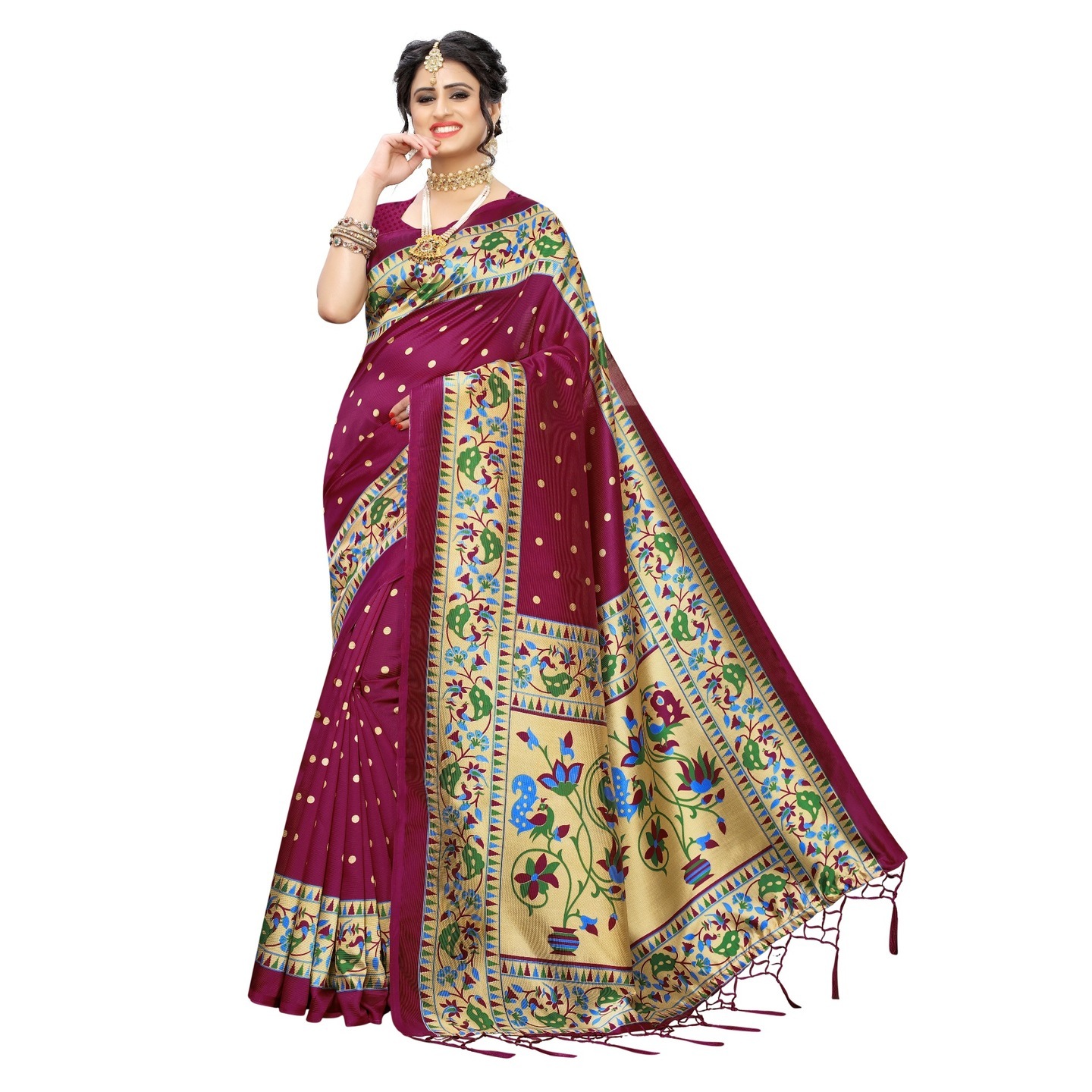 MATWALI WINE PRINTED SAREE