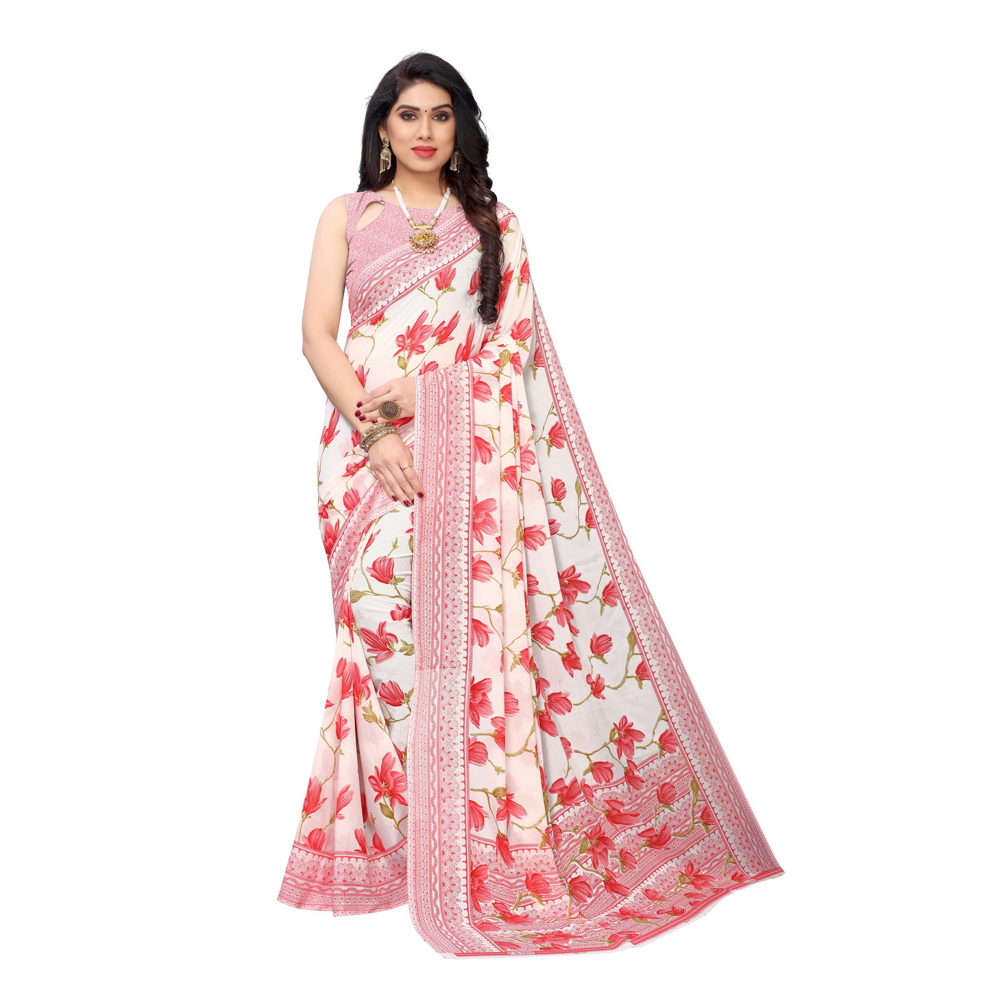 Beautiful Printed Georgette Saree with Blouse Piece