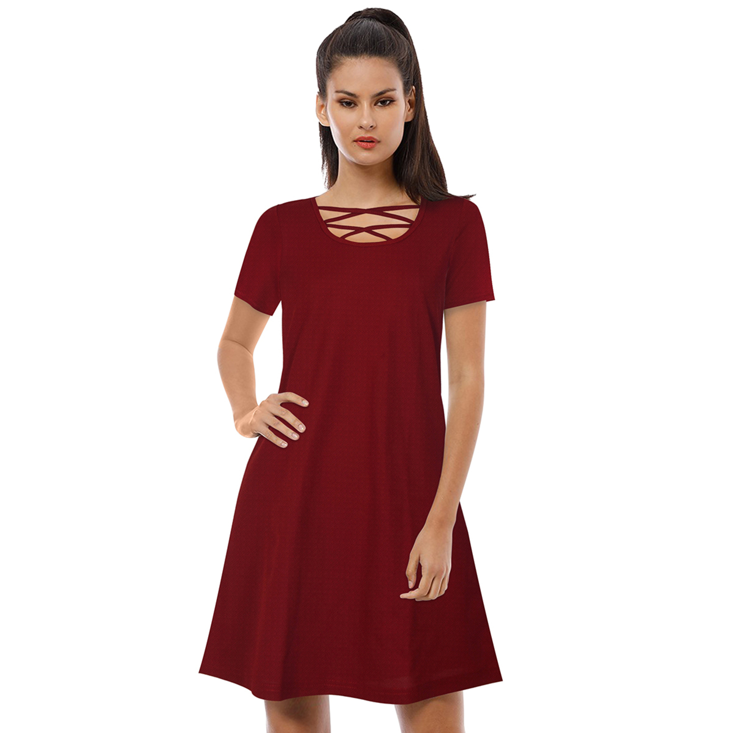 ISHA SKATER MAROON DRESS